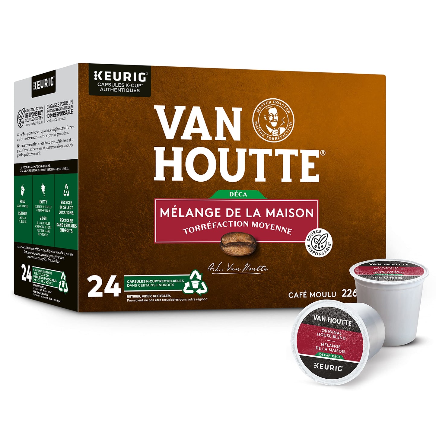 Van Houtte Original House Decaf K-Cup Coffee Pods, 24 Count For Keurig Coffee Makers