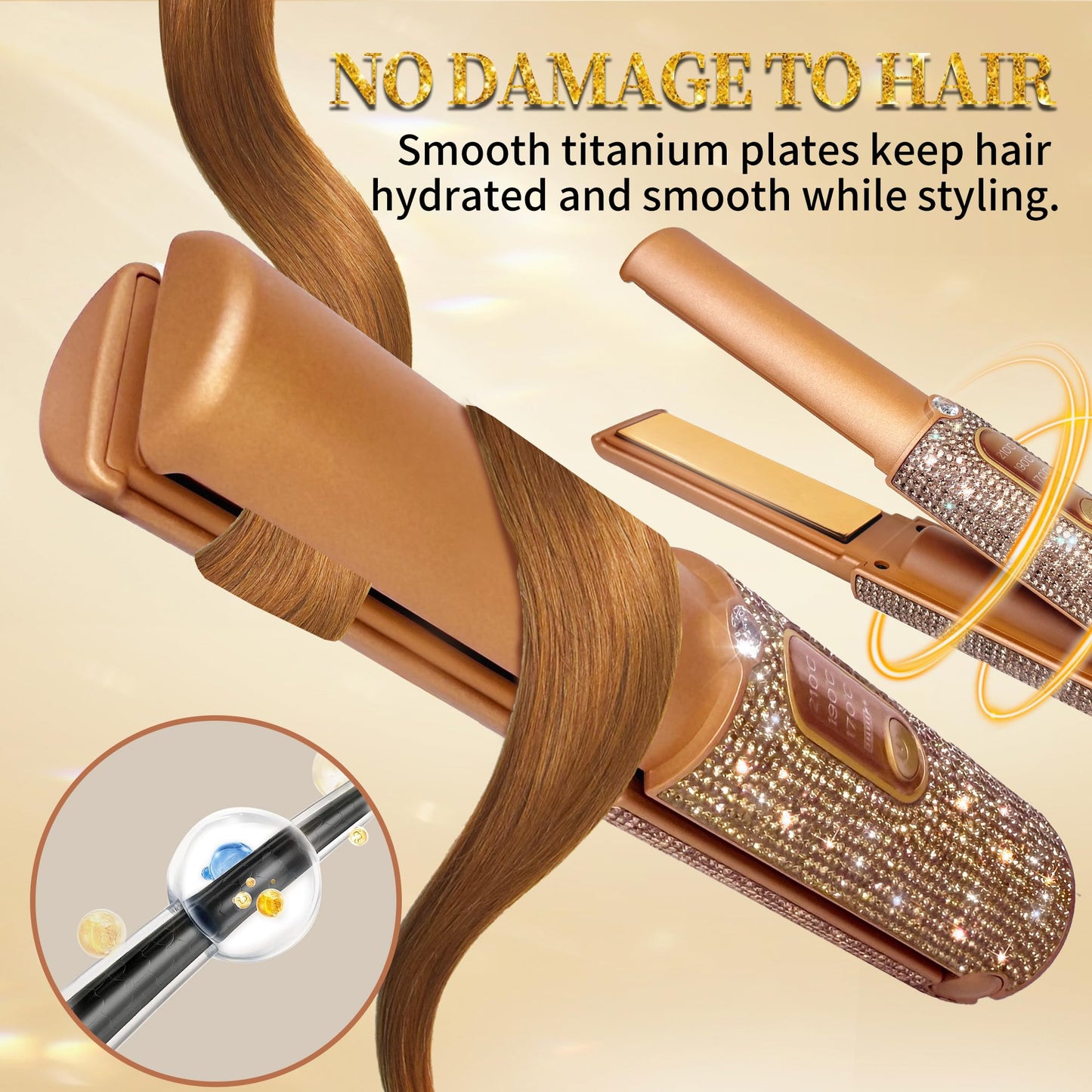 Cordless Hair Straightener, Portable Straightener 2 in 1 for Hair Straightening and Curling, Fast Heating Cordless Flat Iron, 5000mAh hair straightener travel,210°C/410°F within seconds (Libre)