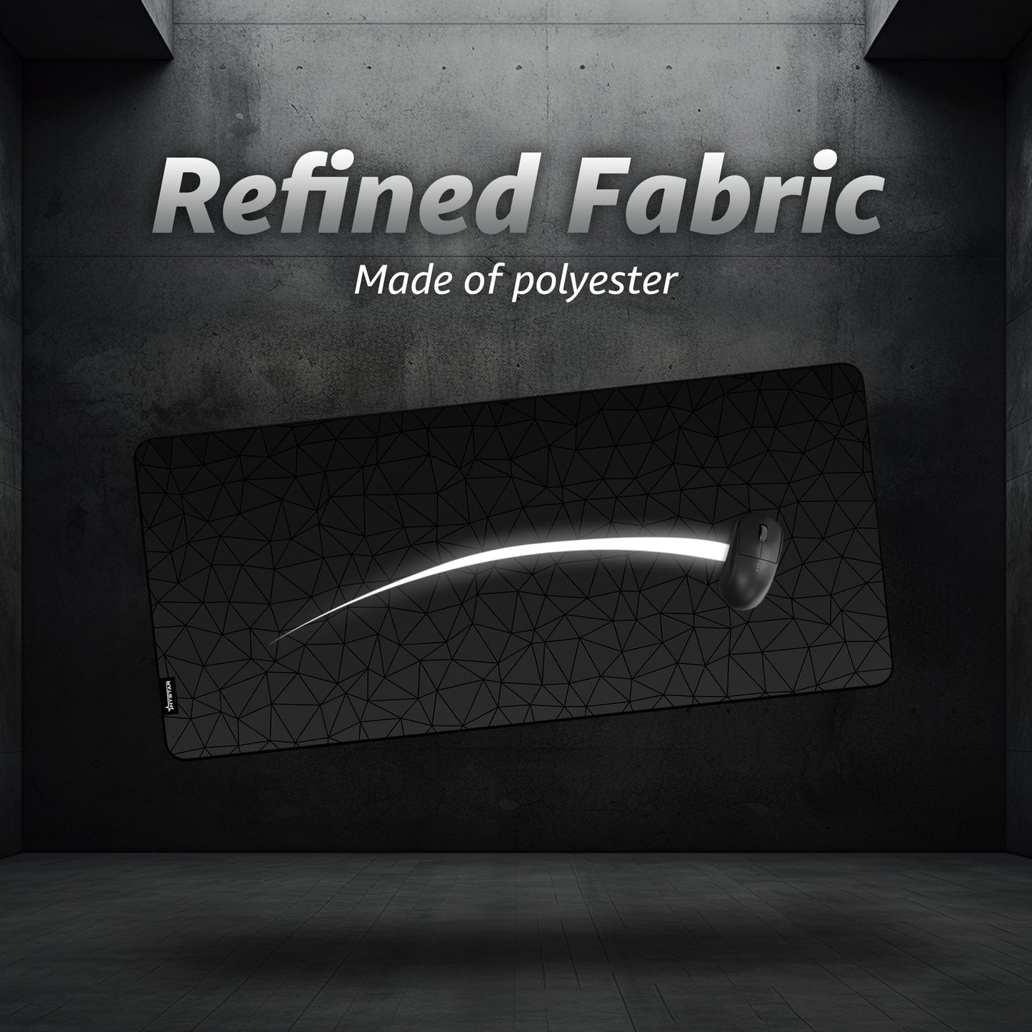 Hystar® Extended Gaming Mouse Pad | XXL 36" x 16" | 5mm Thick, Waterproof Surface, Smooth Polyester Fabric, and Natural Rubber Base | Poly (Black)