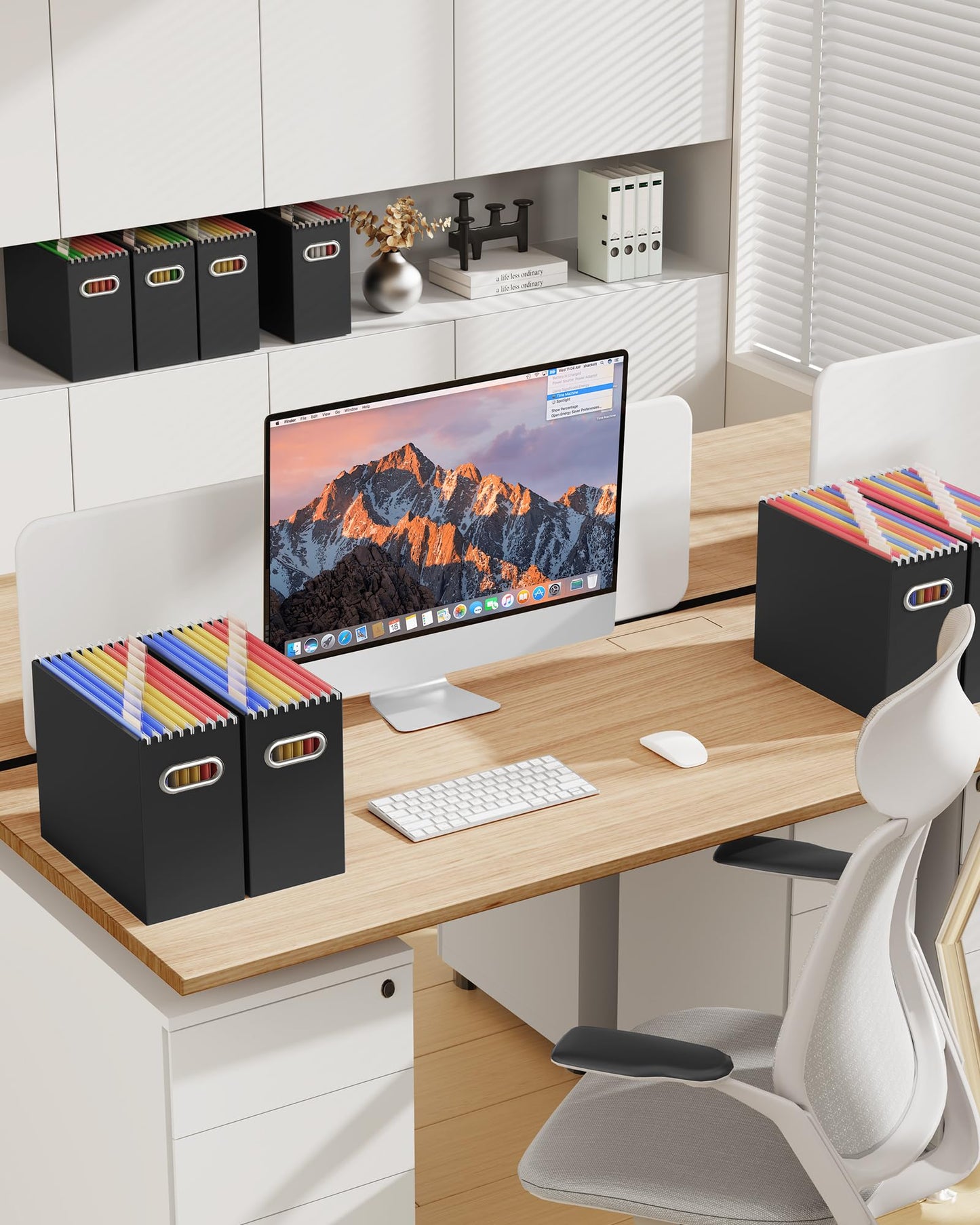 Oterri File Organizer for Hanging Folders Letter Size, Cardboard File Storage Box with Handle, File Box, Folder Organizer for Office, Home or School, 8 Packs, Black (No Folders)