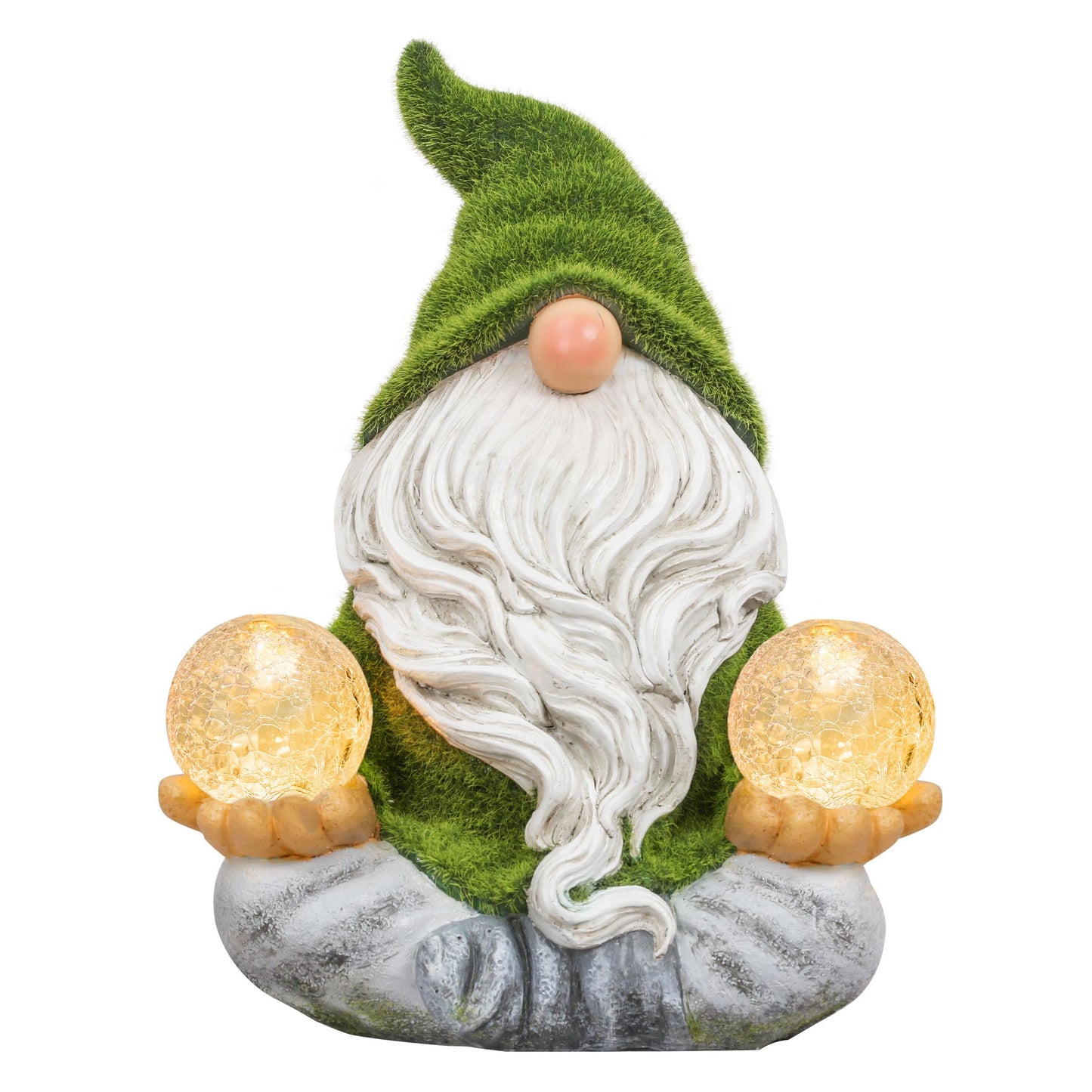 TERESA'S COLLECTIONS Garden Gnomes Decorations for Yard with Solar Lights, Yoga Gnome Resin Flocked Zen Garden Sculptures & Statues for Outdoor Front Porch Patio Santa Decor, Ideal Gifts, 8"