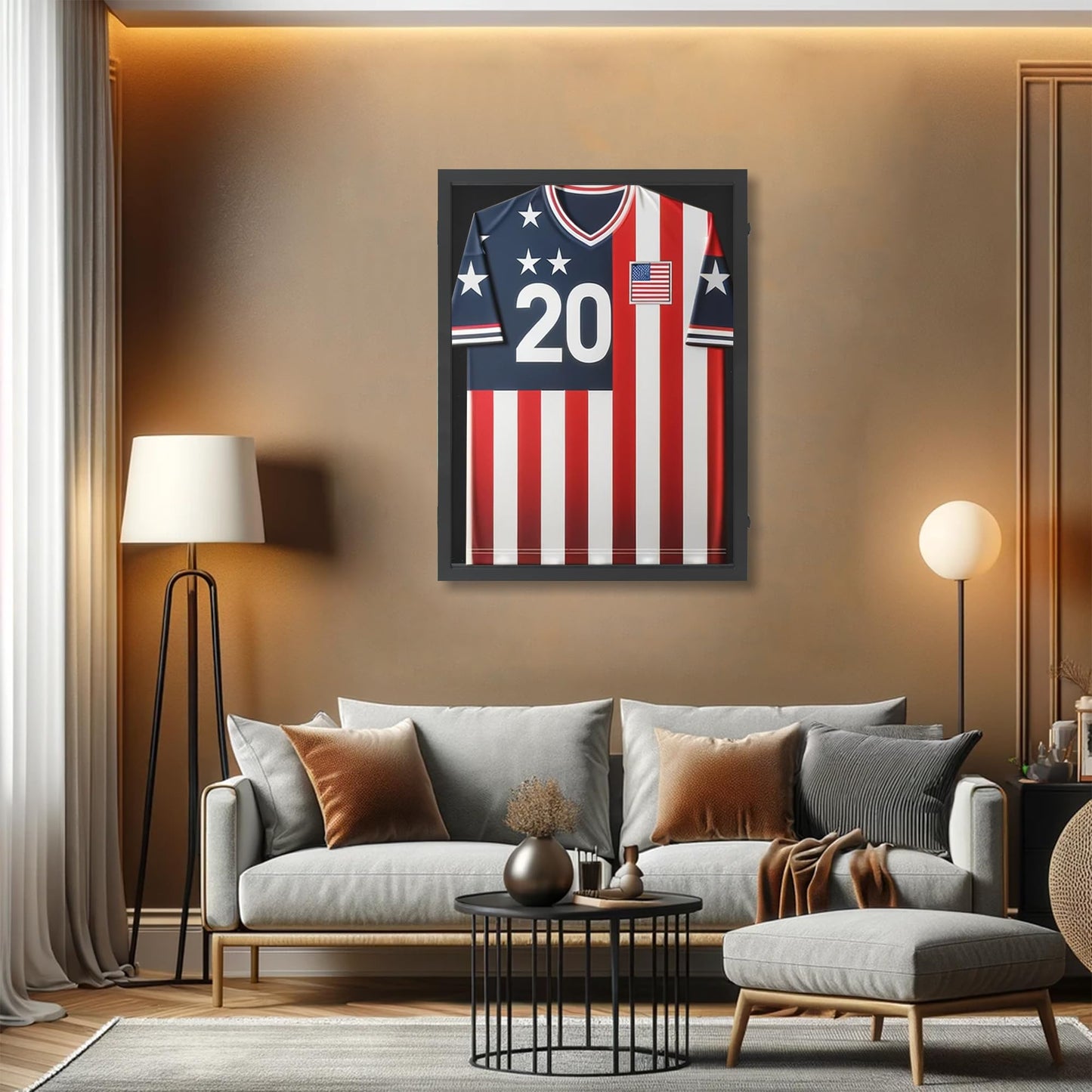 CCDCC Wooden Jersey Frame Display Case 1 Pack, Large Sports Jersey Shadow Box Frame with Hangers for Hockey Football Baseball Basketball Soccer Shirt and Uniform