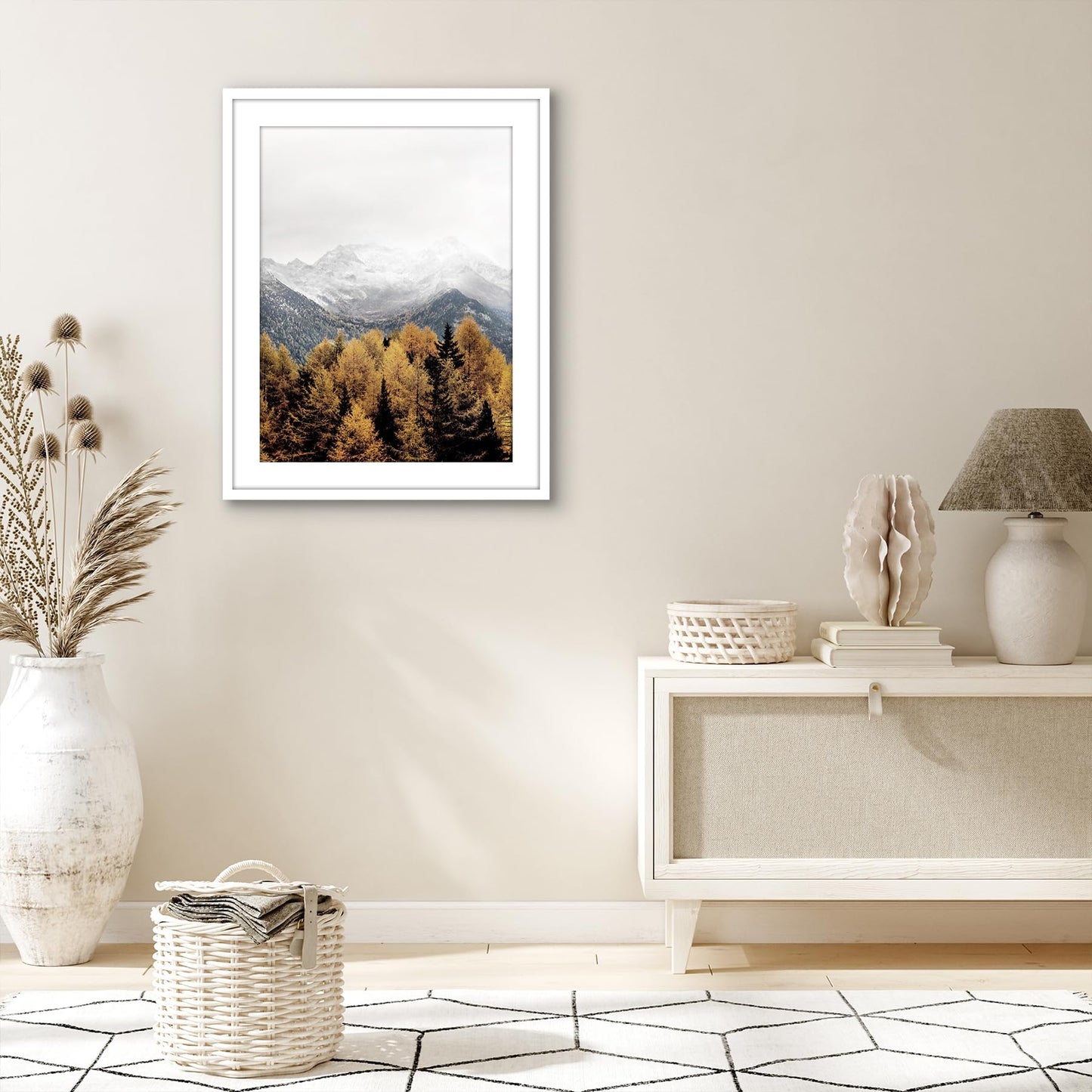 Americanflat 22x28 Poster Frame with Polished Plexiglass - Use as 18x24 Frame with Mat or Display 22x28 Photo Without Mat - Streamline Collection - Thin Border Picture Frames for Wall - White