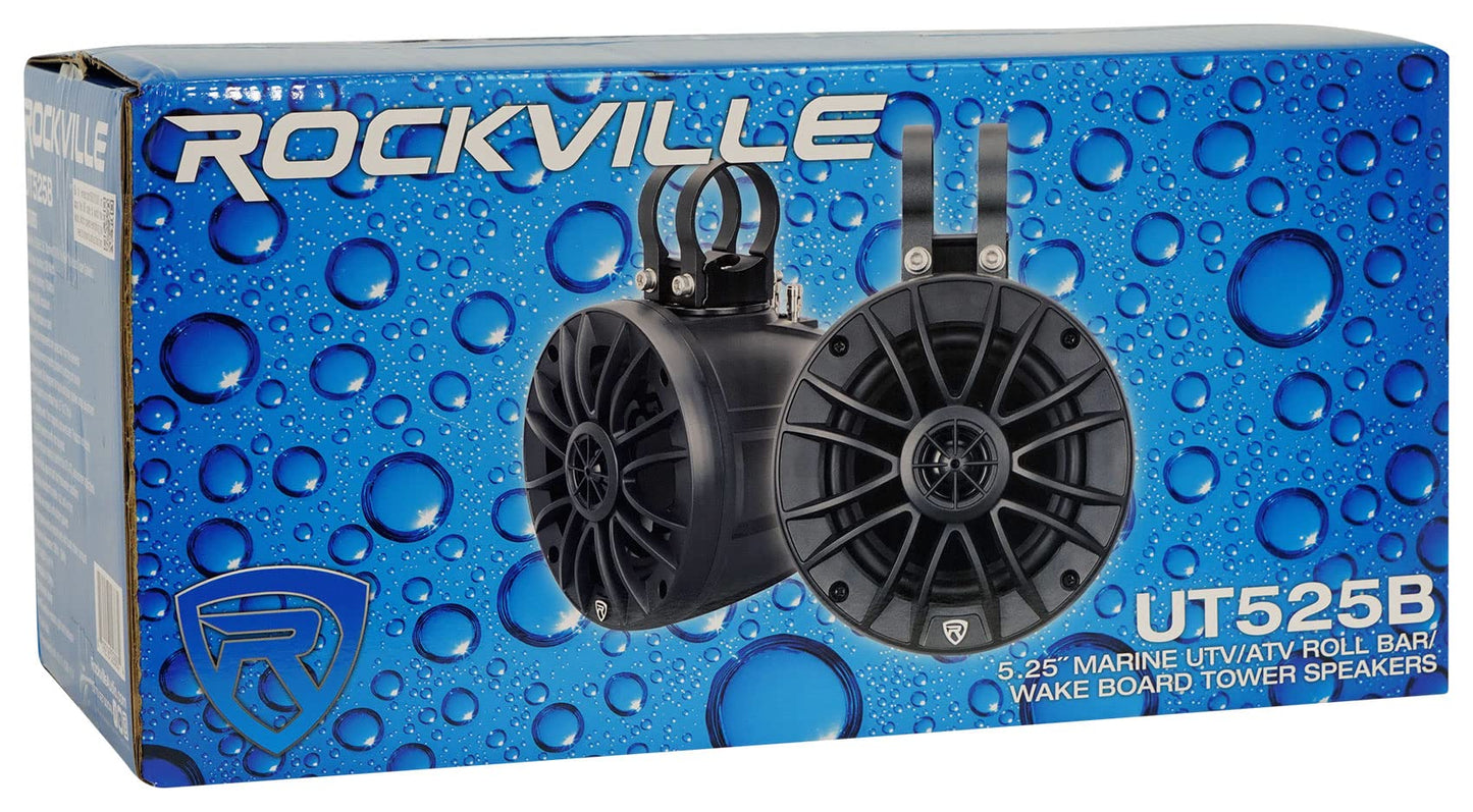 Rockville UT525B 5.25" 450W Marine Speakers, IPX6 Waterproof, Swivel Mount, Bluetooth for UTV/ATV/Boat