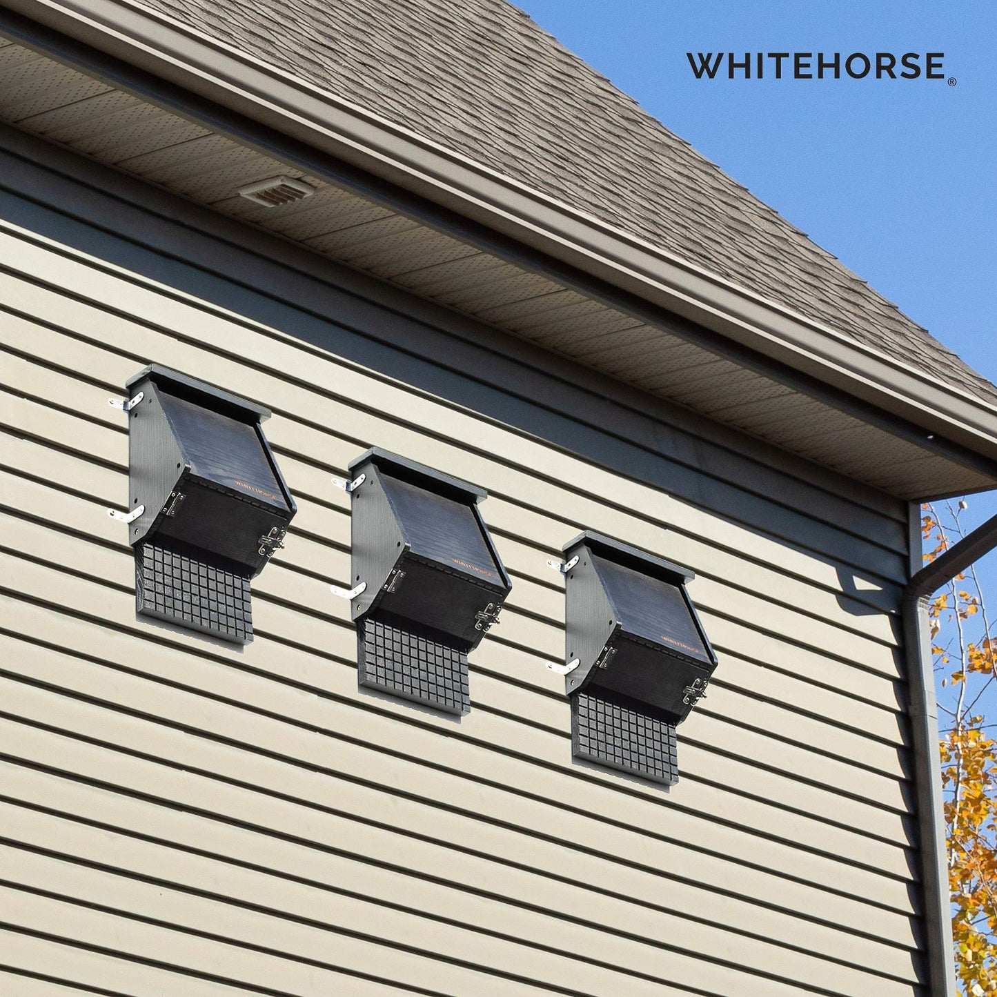 WHITEHORSE 4-Chamber Bat House - A Premium Cedar Bat Box that is Built to Last - Enjoy a Healthier Yard with Fewer Mosquitos While Supporting Bats (Black)