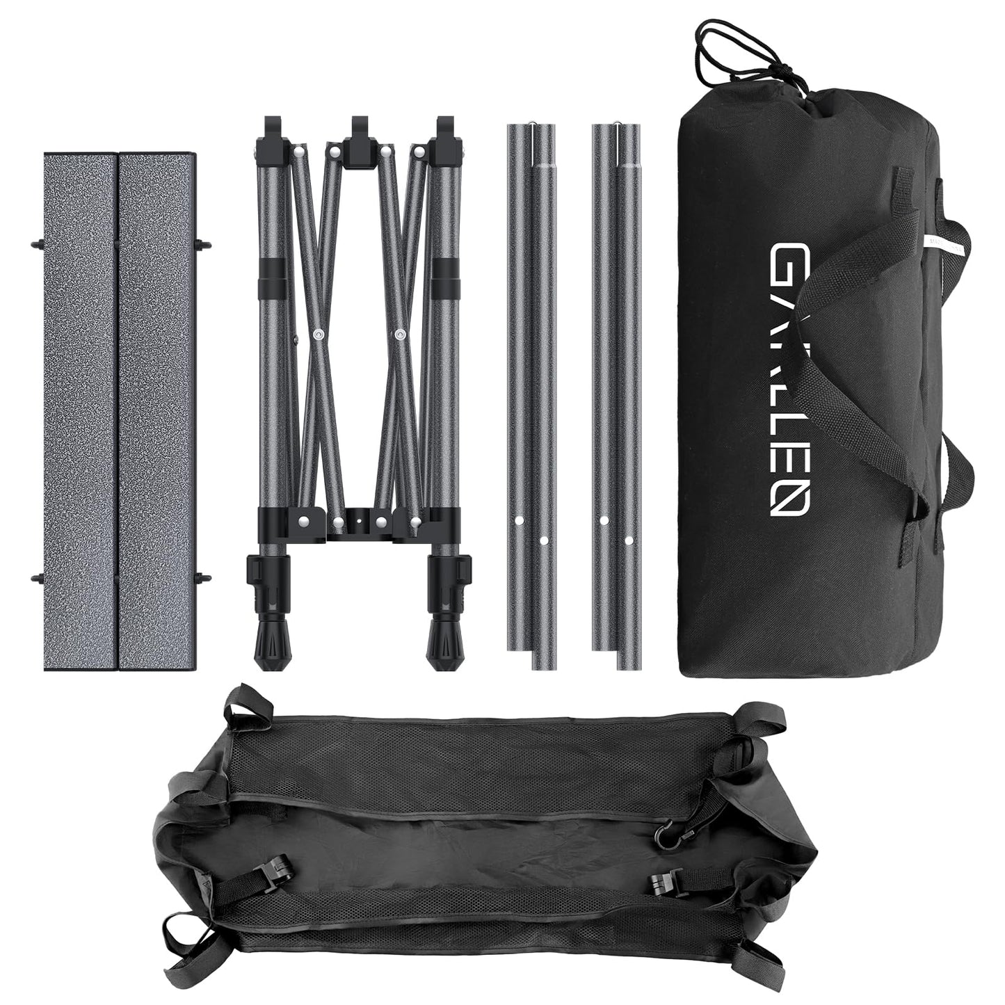 GARLLEN Folding Camping Table Max Height 70cm, Portable Roll-up Picnic Table with 2 Adjustable Height, Aluminum Outdoor Table with Storage Net & Carrying Bag for Camping, Picnic, BBQ, L25.2 x W15.7