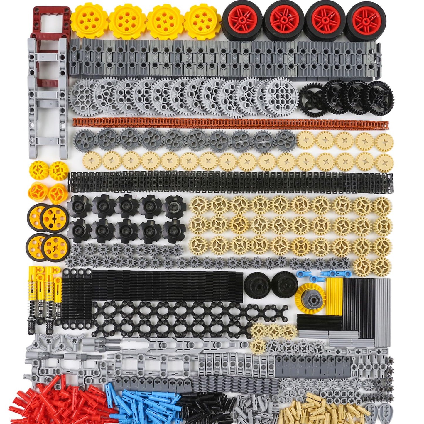 852 Pcs Engine Kit Wheels Chain Link Frame Joints Differential Pins-Gears-Axles Shock-Absorber，MOC Parts for Toy Building Sets Applicable to Mainbrands-Technical-Parts