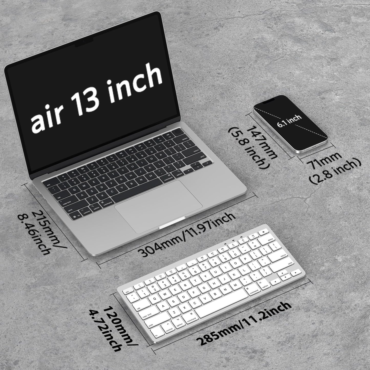 Bluetooth Keyboard for Mac, OMOTON Compact Wireless Keyboard Compatible with MacBook Pro/Air, iMac, iMac Pro, Mac mini, Mac Pro Laptop and PC, Silver