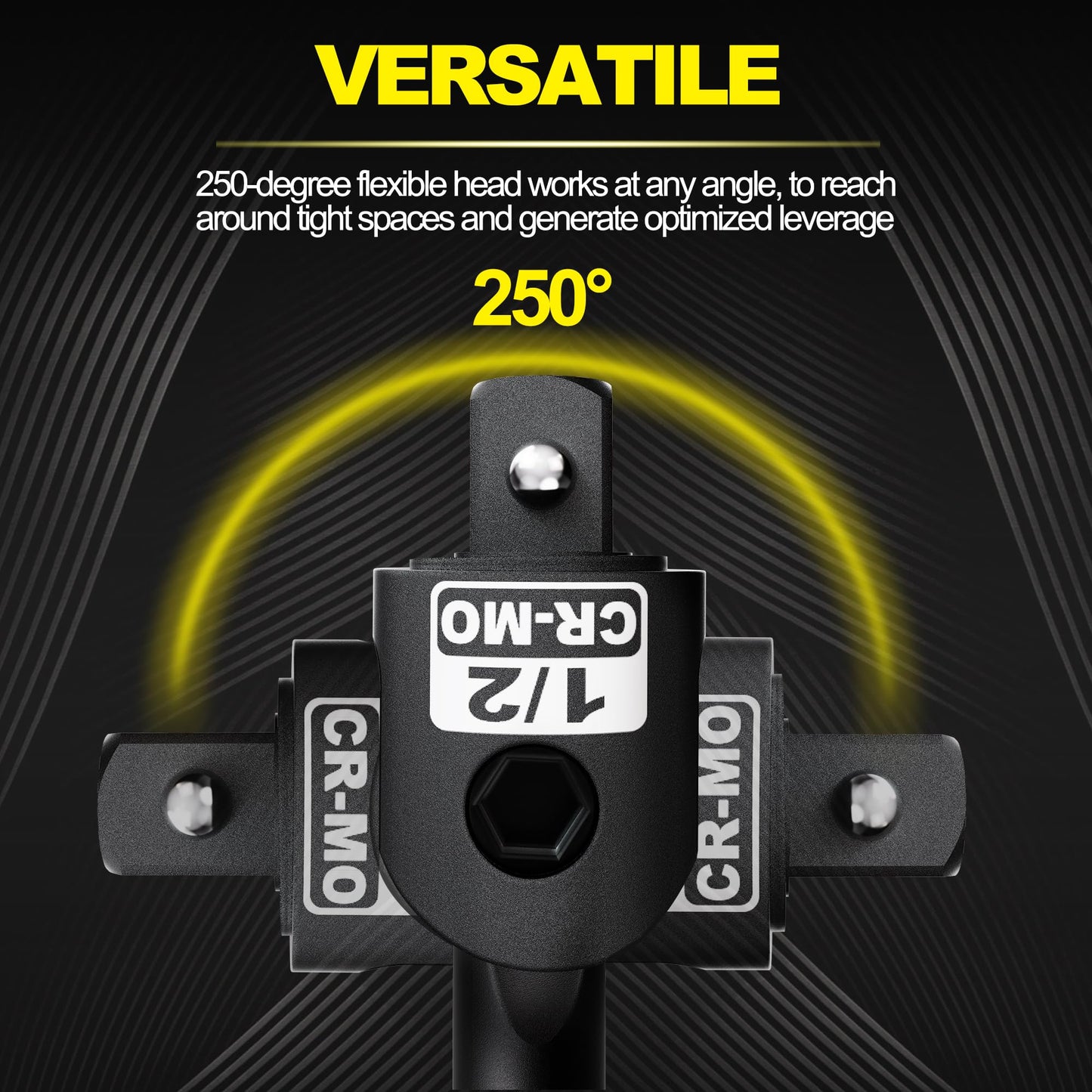Aiourx 1/2" Drive 25-Inch Breaker Bar, Heavy Duty Extension Breaker Bar with 250° Rotating Head, Laser Etched Marking, Auto and Industrial Use, Conquer Stubborn Fasteners and Nuts