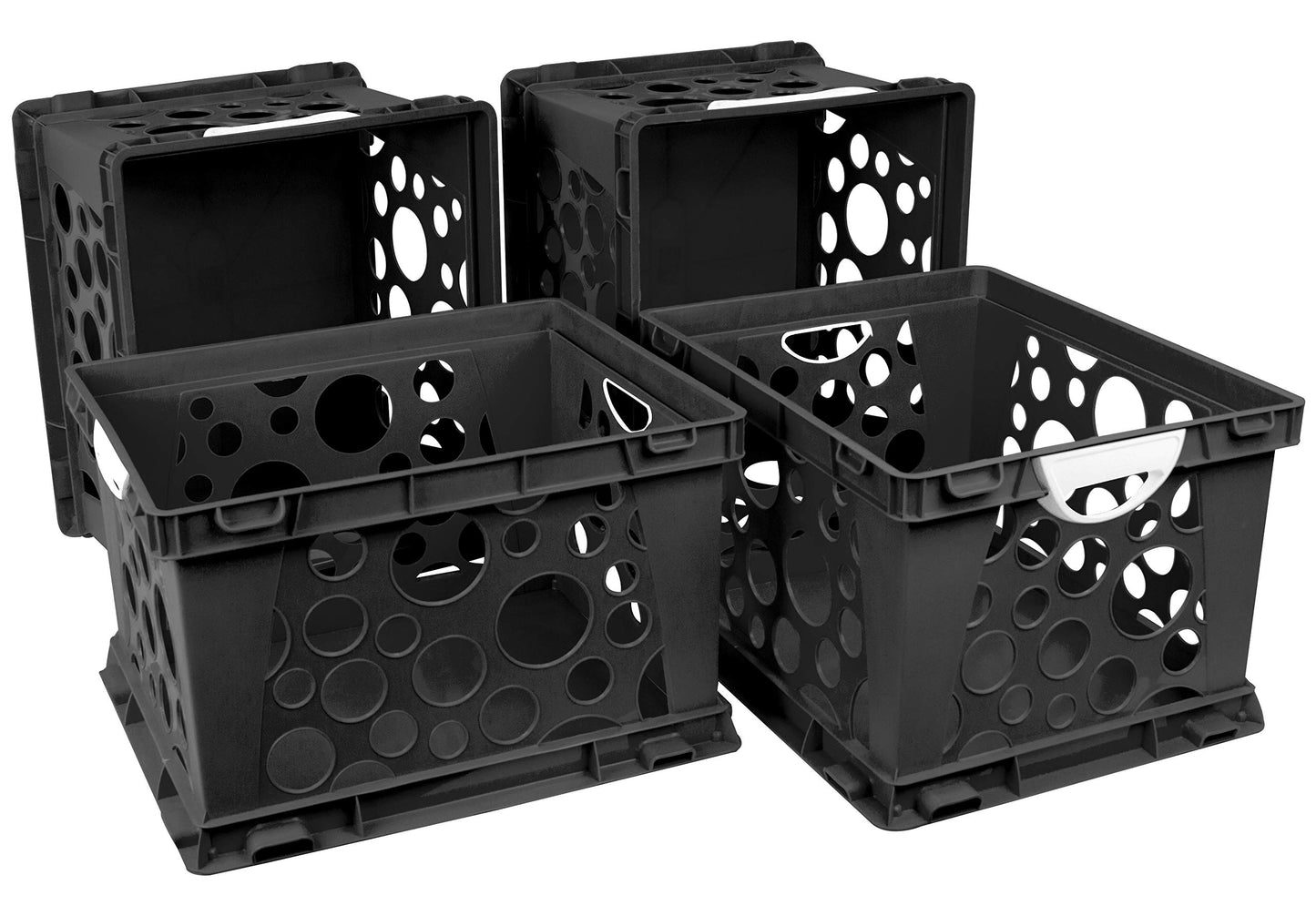 Storex Premium File Crate with Handles – Letter and Legal Document and Folder Storage, Black, 3-Pack (61546A03C)
