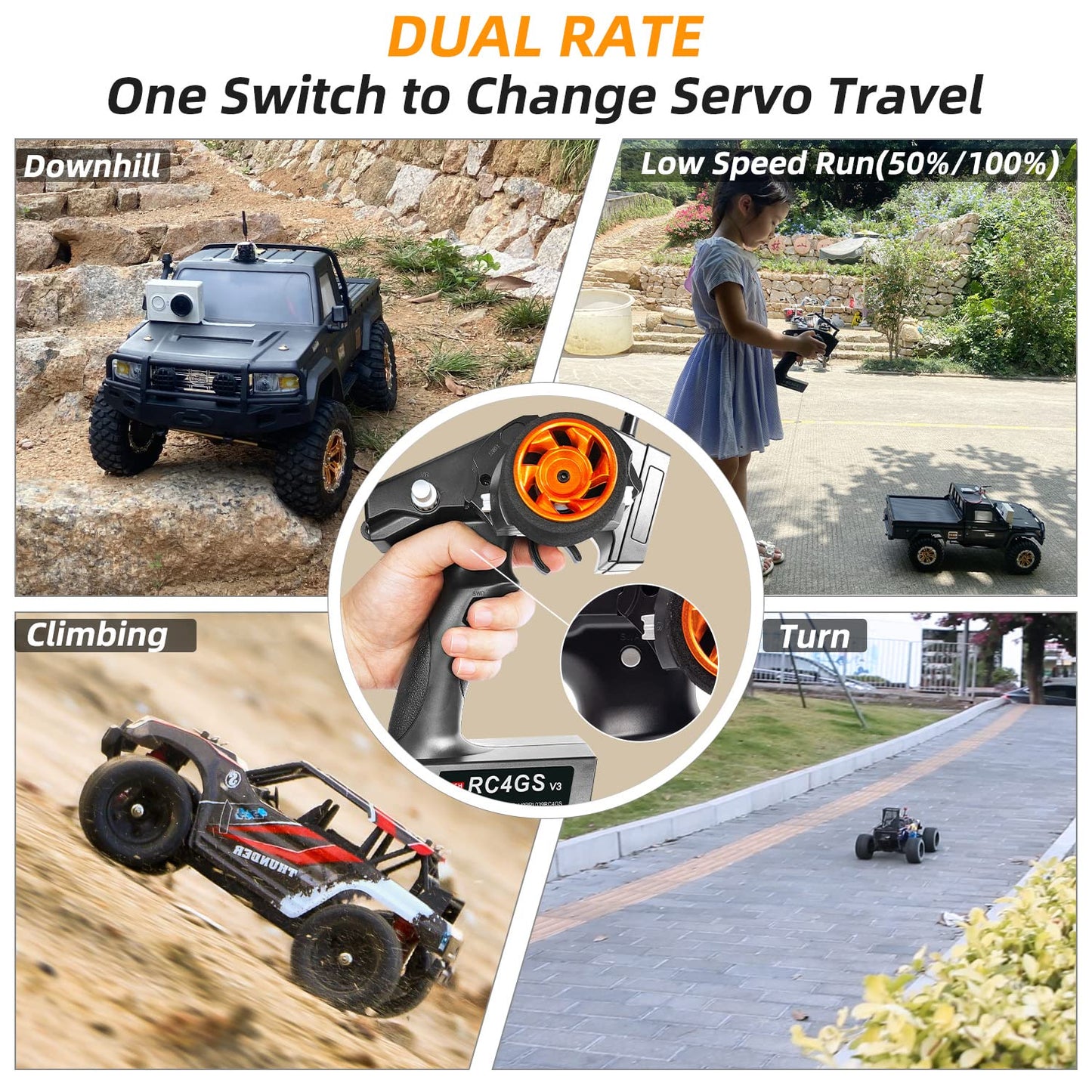Radiolink RC4GS V3 5 Channels 2.4GHz RC Transmitter and R6FG Gyro Receiver, 30 Models Memory Surface Remote Controller for Crawler, Truck, Car, Drifting and Boat