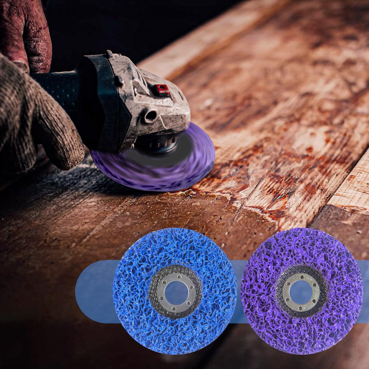 12 PCS Strip Discs 4"x 5/8" Stripping Wheel Suitable for Cleaning Angle Grinder to Remove Paint, Rust and Weld Oxidation(Blue&Purple)
