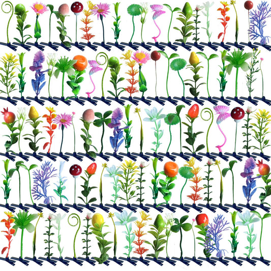100 pcs Rave Bean Sprout Hair Clip Funny Barrette Headwear Plant Hairpins Mixed Style Little Grass Flower Fruit Butterfly Mushroom Hair Accessories for Girls Women Party Scool Home