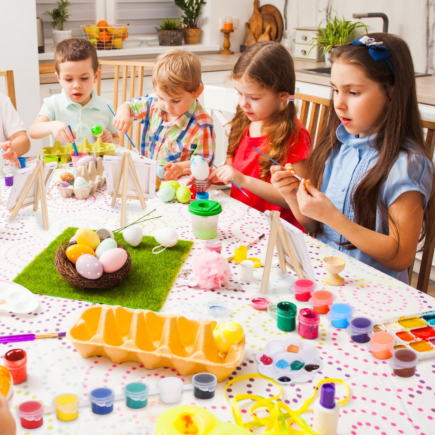 10 Sets Acrylic Paint Kit with 4 x 4 Inch Mini Canvases, Stretched Easel, Acrylic Paint, Palette and Brush, Art Set for Artist Kids Birthday Party Supplies Favors