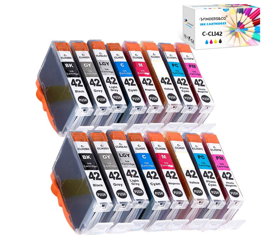 16-Pack Cli-42 Ink Cartridge Replacement for Canon Pixma Pro-100 Pro-100S Printer (2BK 2C 2M 2Y 2PC 2PM 2GY 2LGY)