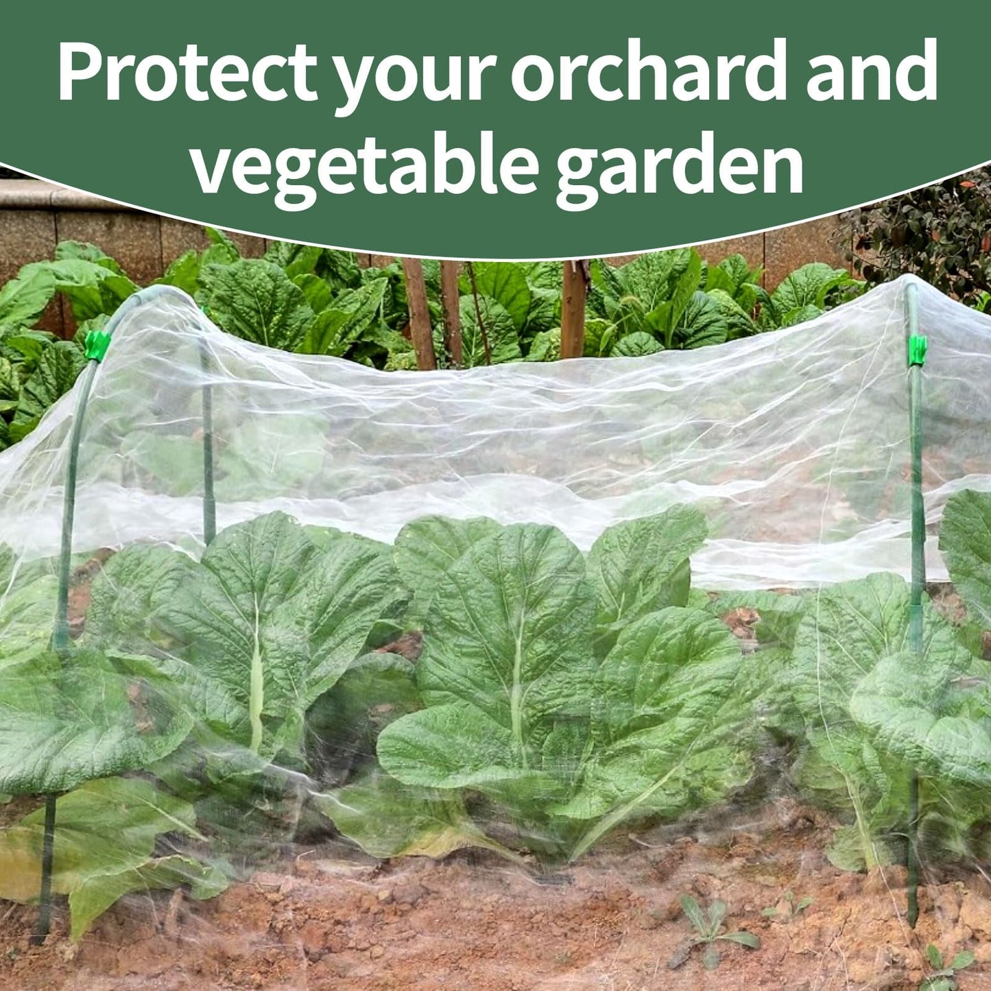 8 X 26 FT Garden Mesh Netting Kit, 6PC Garden Hoops for Row Cover, Garden Netting Kit for Raised Beds Outdoor, Garden Netting Mesh Hoop Grow Tunnel for Courtyard & Vegetable Garden