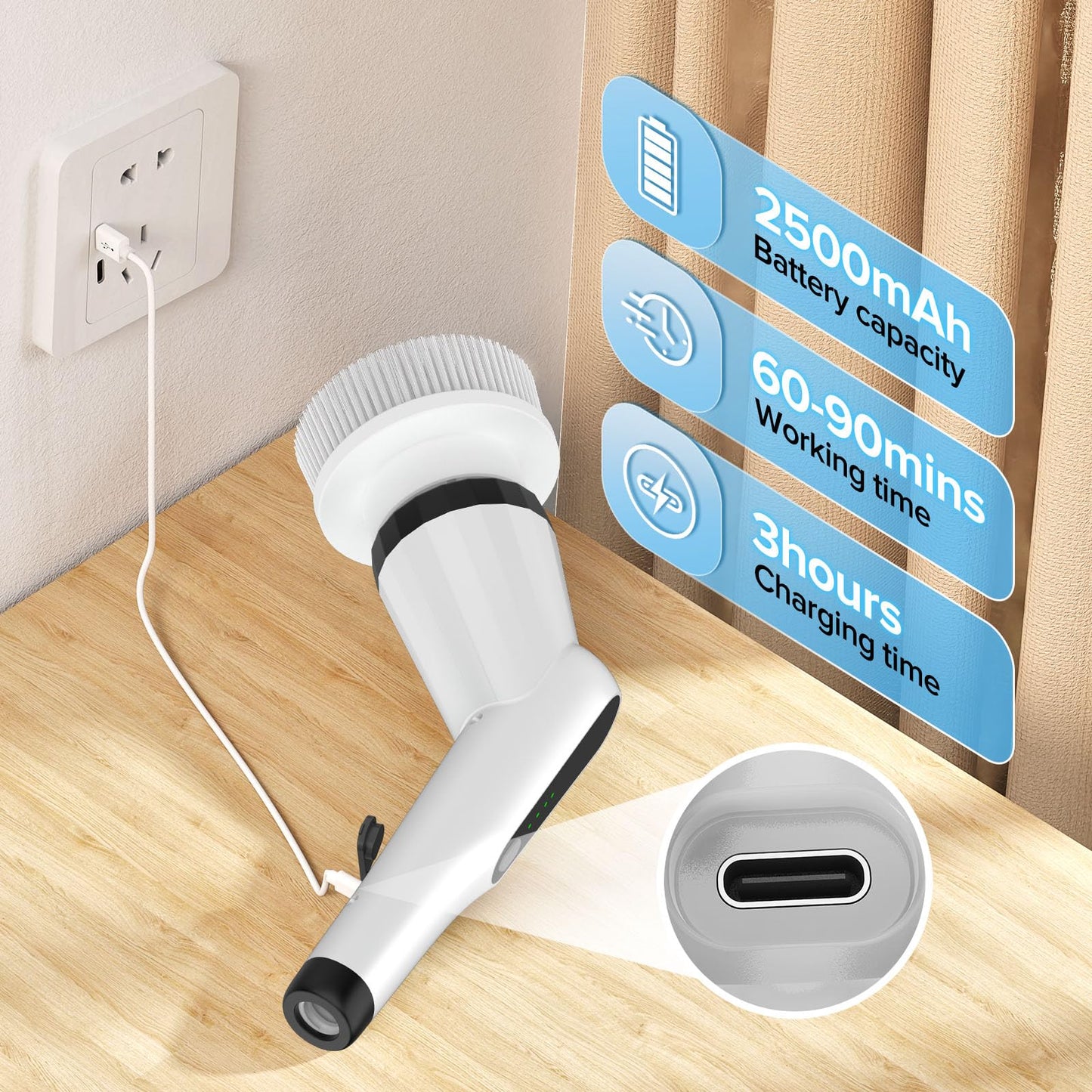 Electric Spin Scrubber, Dreazu IPX7 12-in-1 Bathroom Scrubber， Retractable Handle, 4-Speed Adjustable Shower Cleaner Brush for Bathroom, Bathtub, Kitchen, Tile Floors-Green