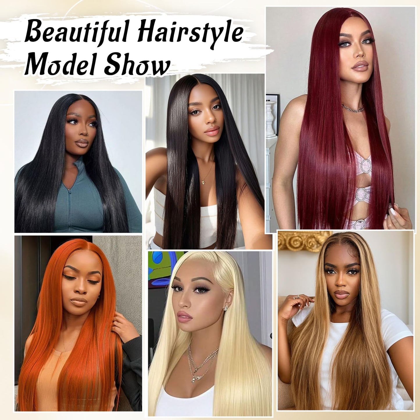 Geogroket 13x6 Lace Frontal Wig Long Straight Wigs Pre-Plucked Hairline with Baby Hair Transparent Swiss Lace Heat Resistant Synthetic Glueless Lace Front Wigs for Girls Daily Party Use 30 Inch (#1B)