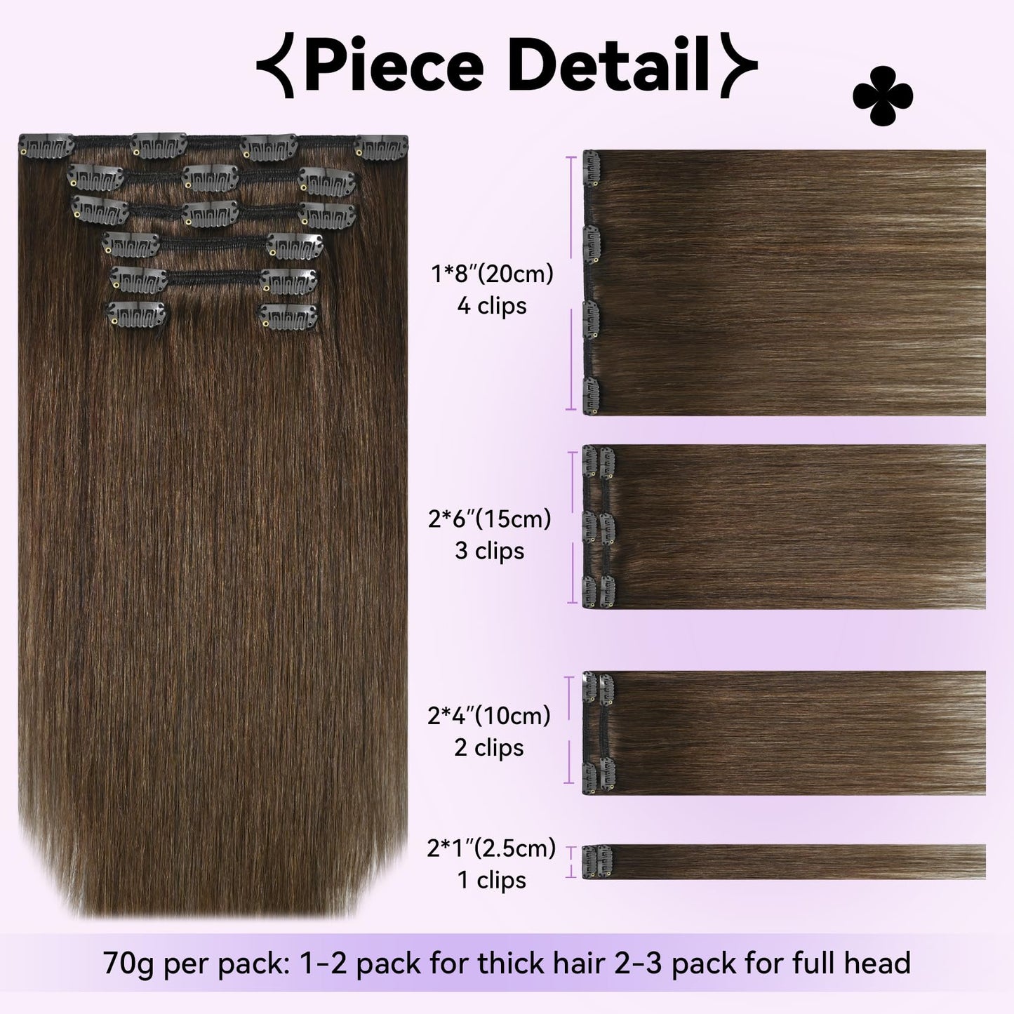 WindTouch Clip in Hair Extensions Human Hair, 15 Inch 70g #4 Medium Brown Hair Extensions for Women Real Human Hair Clip in, Remy Human Hair Extensions Clip ins, Soft Natural Straight