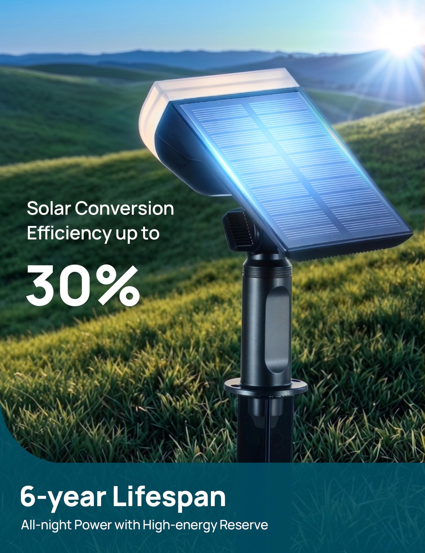 Linkind Solar Lights Outdoor Waterproof IP67, StarRay Dusk-to-Dawn Outdoor Solar Lights, 3 Lighting Modes Solar Spot Lights Outdoor for Garden, Yard, Landscape (Warm White, 6 Pack)