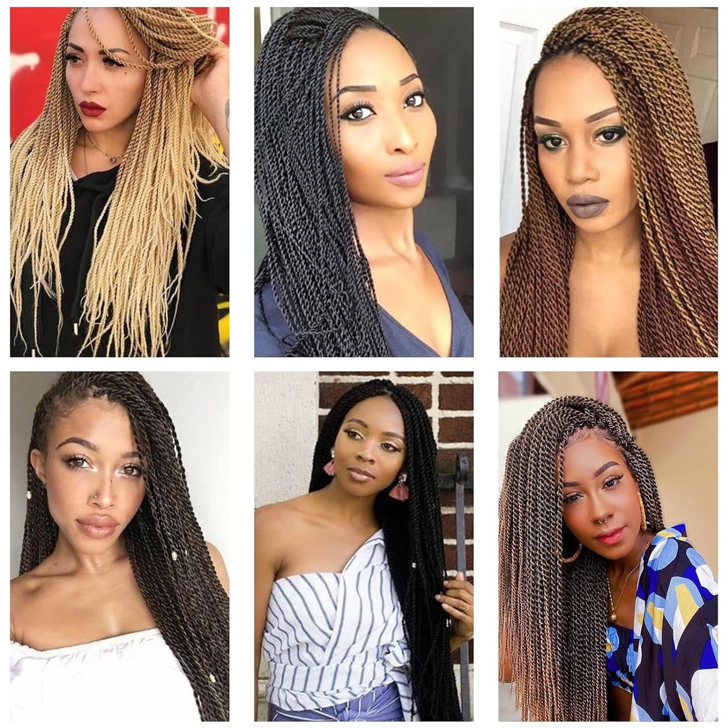 Black Senegalese Twist Crochet Hair - 8 Packs 22 Inch Small Crochet Hair for Braiding, 30 Strands/Pack Crochet Braids Hair For Black Women, Crochet Twist Hair Braiding Hot Water Setting (22inch, 1B)