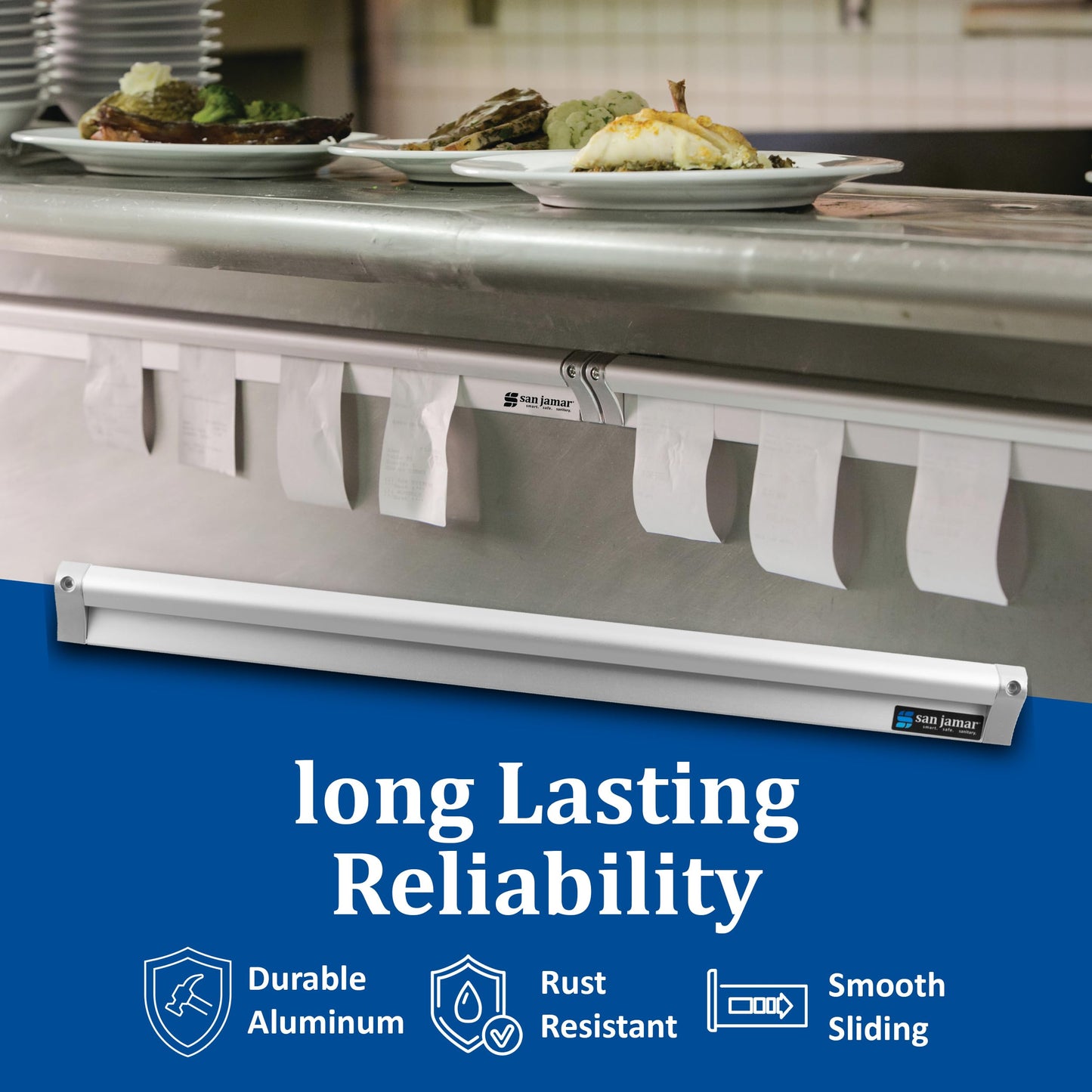 San Jamar Stainless Steel Check Rack, Steel Rack for Commercial Kitchen, 48 Inches, Silver
