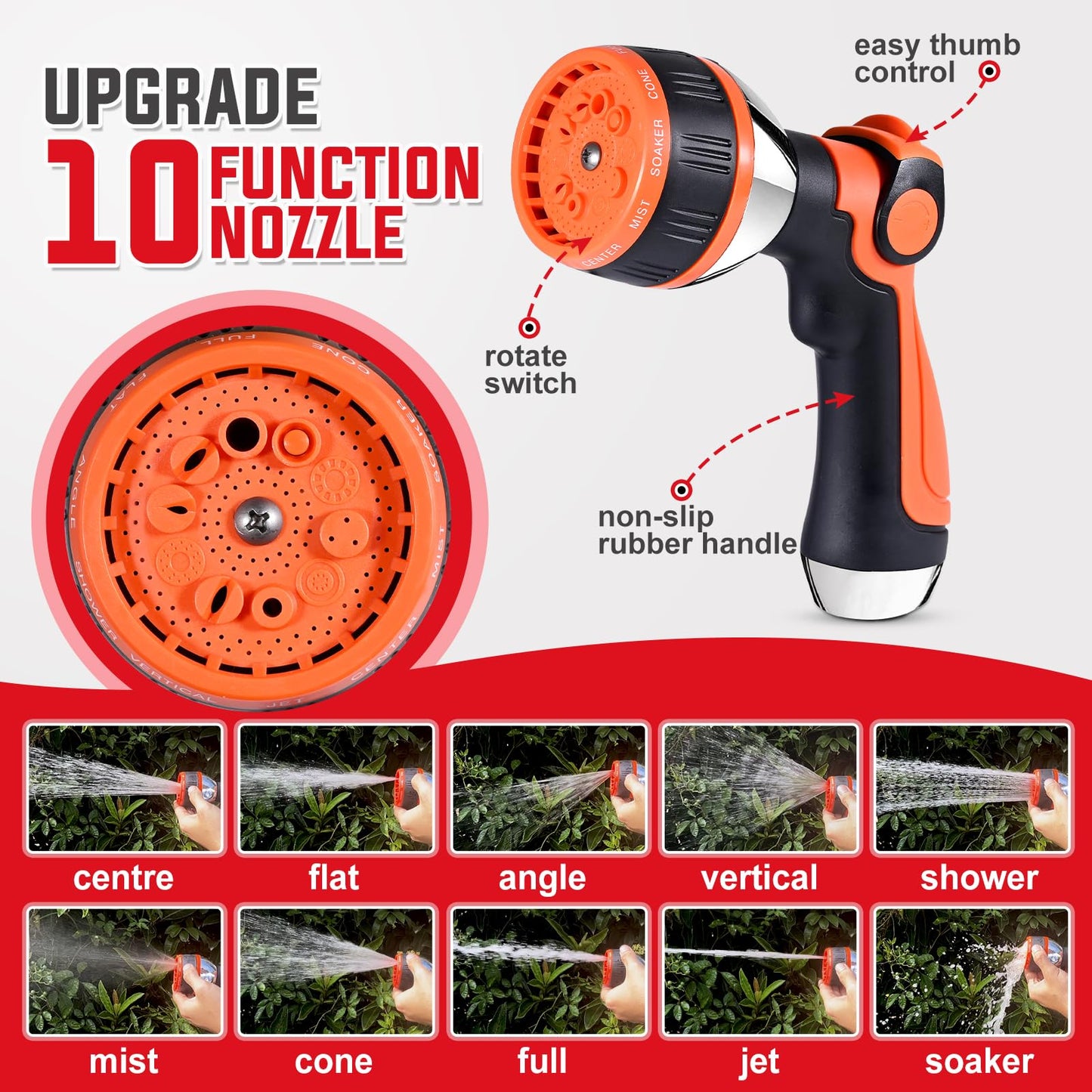YAMATIC 75FT Stainless Steel Garden Hose with 10 Pattern Spray Nozzle, Heavy Duty Metal Water Hose, Kink-Free, Rust Resistant Hose for Yard, Lawn, RV, Outdoor