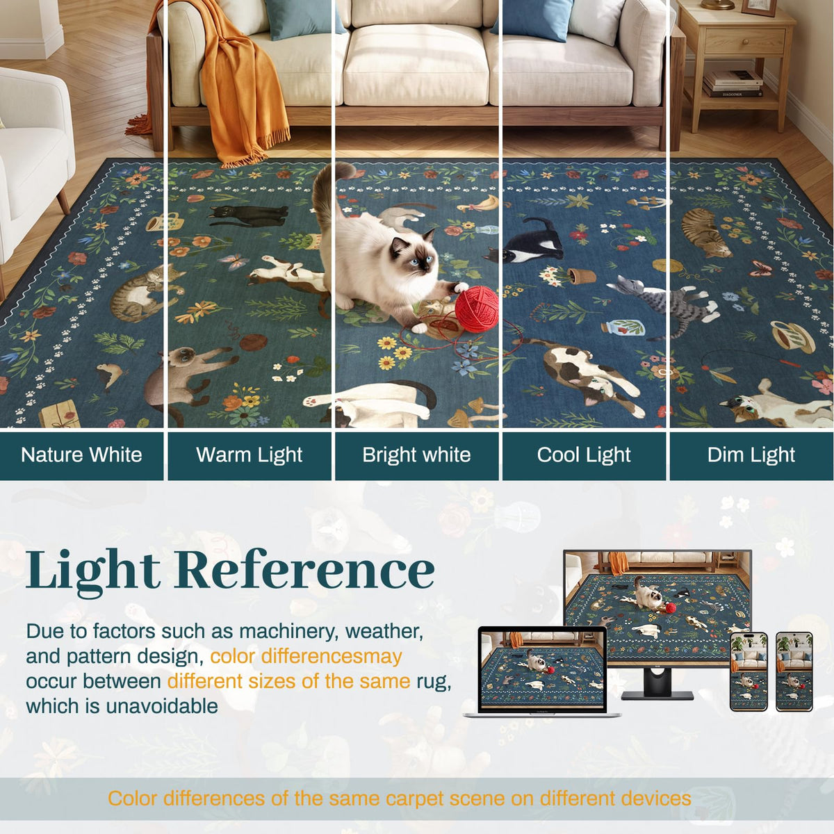 5x7 Area Rugs Living Room Rug - Floral Animal Boho Non-Slip Washable Carpet, Low Pile Non-Shedding Stain Resistance Boho Soft Carpet for Bedroom, Kids Playroom, Dining Room, Farmhouse (5'x7' Blue)
