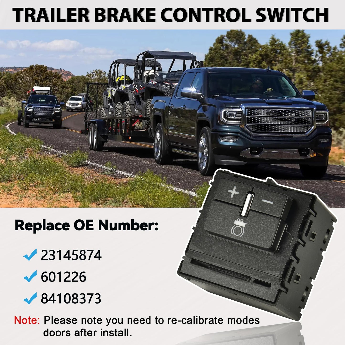 RLP Trailer Brake Control Switch Assembly Compatible with 2014-2020 Chevy Colorado Silverado Suburban GMC Canyon Sierra Yukon Replacement for 84108373 23145874