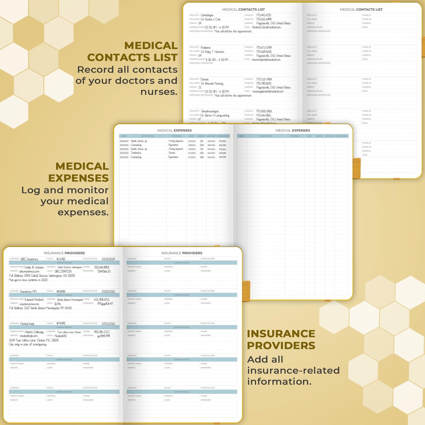 Clever Fox Large Medical Planner 12-Month – Medical Notebook, Health Diary, Wellness Journal to Track Health – 12 Months, 7x10.5″ (Amber Yellow)