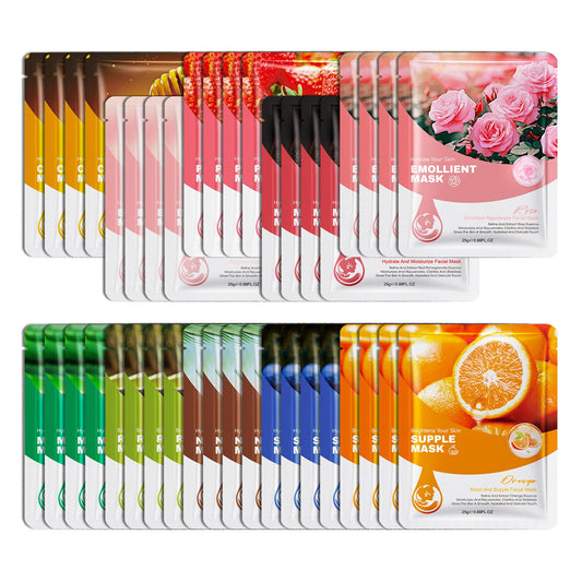 40 Pack Sheet Face Masks,Hydrating Facial Mask Set,Non-sticky Facial Sheet Masks Bulk,Long-lasting Moisturizing Facemasks,Birthday Party Spa Gift for Women and Men 14