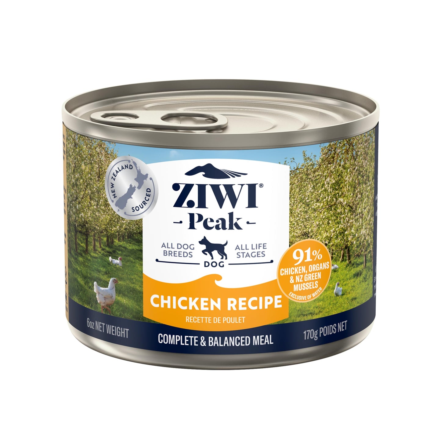 ZIWI Peak Canned Wet Dog Food – All Natural, High Protein, Grain Free, Limited Ingredient, with Superfoods (Chicken, Case of 12, 170 g Cans)