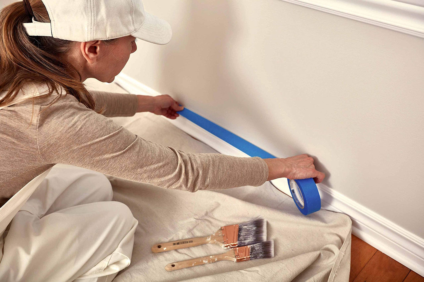 Canvas Drop Cloth for Painting (Size 6 x 9 Feet - Pack of 2) - Pure Cotton Painters Drop Cloth for Painting, Furniture & Floor Protection - All Purpose Thick Canvas tarp with Double Stitched Edges