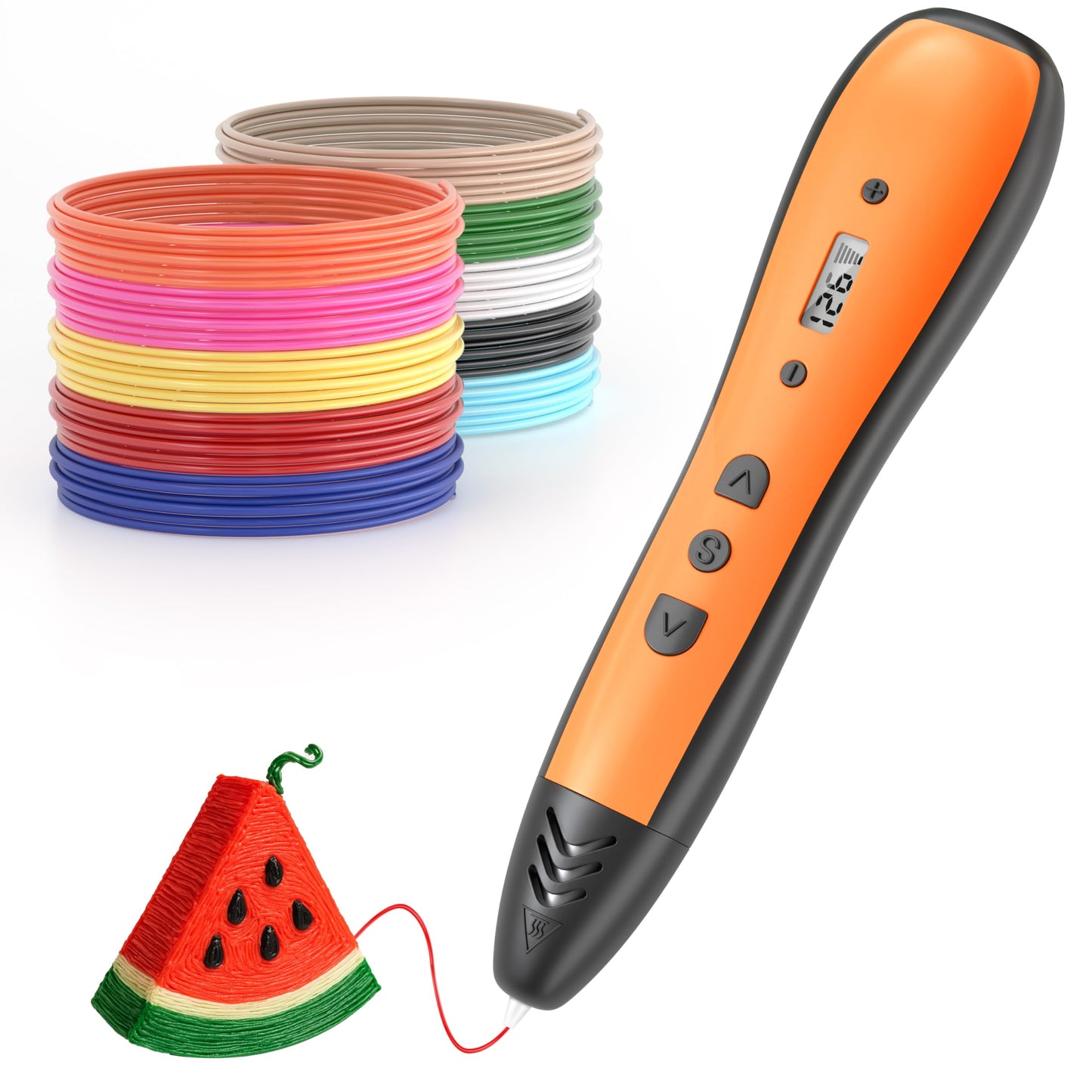Bulaida 3D Pen,3D Printing Pen with 10 Color PLA Filaments(1.75mm),3D Drawing Pen with LED Display＆6 Speed Mode, Stencil Book, Charger, Christmas Art＆Creative Crafts Gift