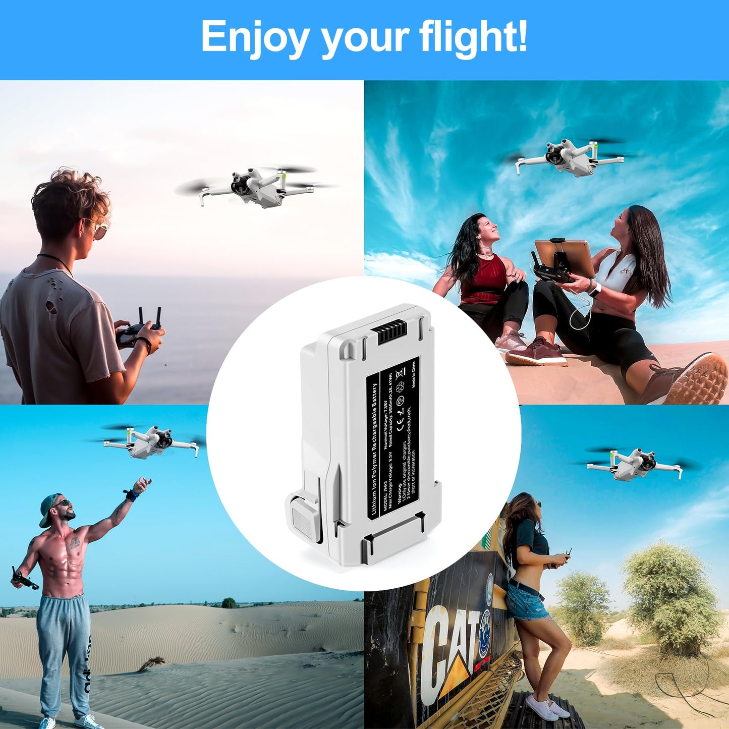 PoweLyt 1 Pack Mini 3 Series Intelligent Flight Battery 3850mAh Upgraded Drone Battery Supports up to 51 Minutes of Flying Time Fully Compatible with DJI Mini 4 Pro/3 Pro/3 Drone