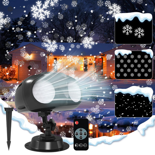Christmas Snowflake Projector Lights Outdoor, Upgraded Owl Shape Snowfall Lights Projector with Remote, IP65 Waterproof Landscape Light for Xmas Holiday Wedding Indoor Garden Patio Party (Black)