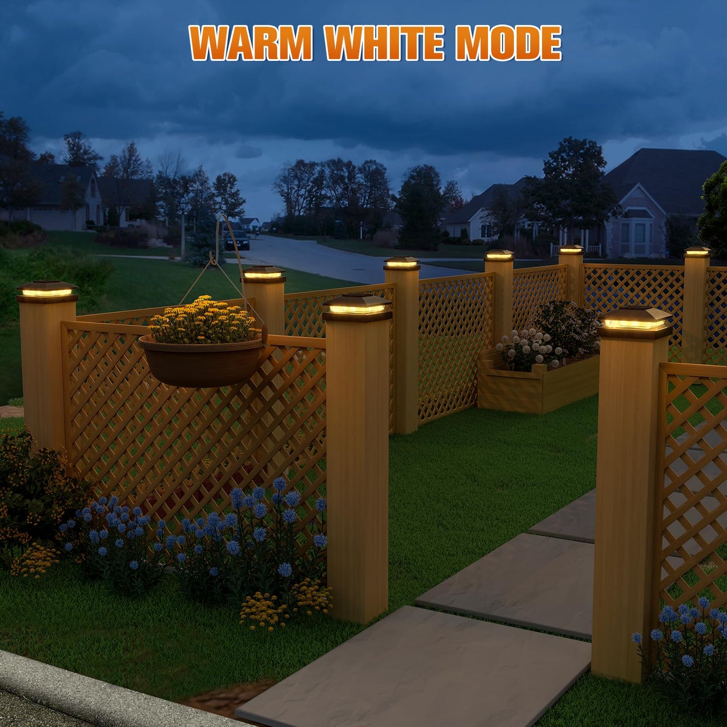 APONUO 4x4 Solar Post Caps Lights, Fence Post Solar Lights Warm White Outdoor Waterproof Garden Patio Fence Deck Decor, Post Cap Solar Light for Fence Deck Post 4x4 Wood Vinyl, Black 6 Pack