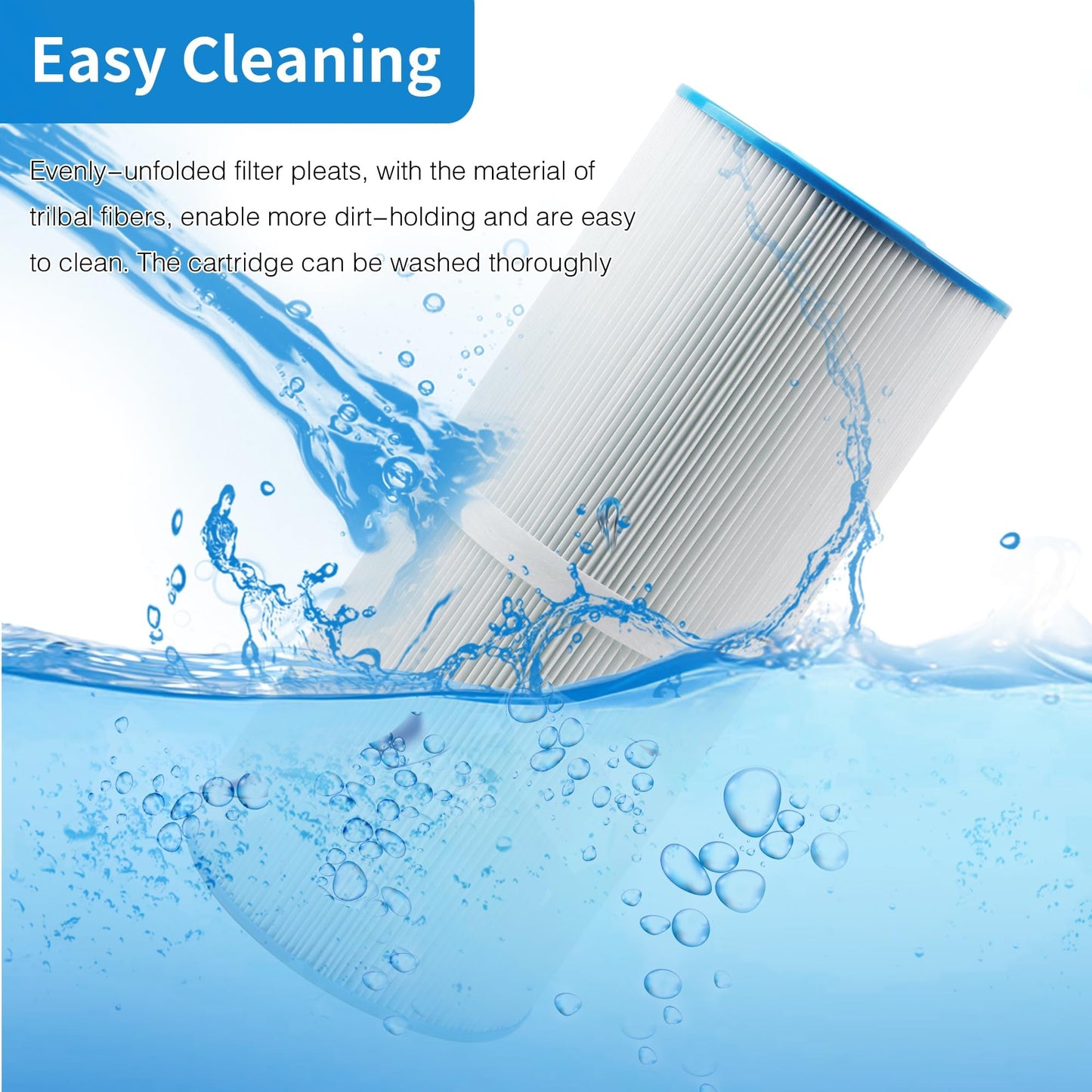 AMIBRON PRB50-IN Spa Filters, Replaces For Unicel C-4950, Filbur FC-2390, 03FIL1600, 373045, Compatible For Jacuzzi J210/J220/J235/J245/J275, 50 sq.ft 5X13 Drop in Hot Tub filter 2 Pack