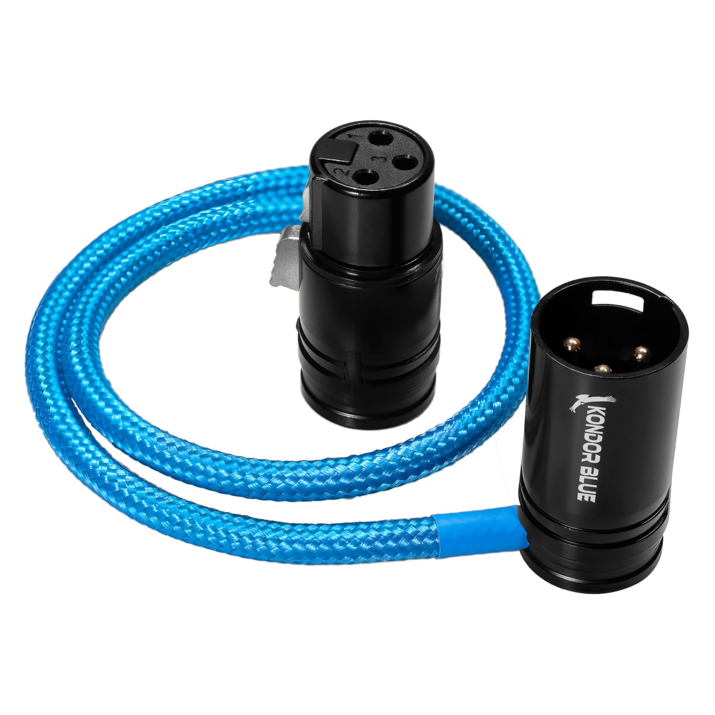 KONDOR BLUE | 16” Straight Low Profile Right Angle XLR Cable | Cameras, Microphones, Studio Audio, & Lightweight with Adjustable Angle | Blue