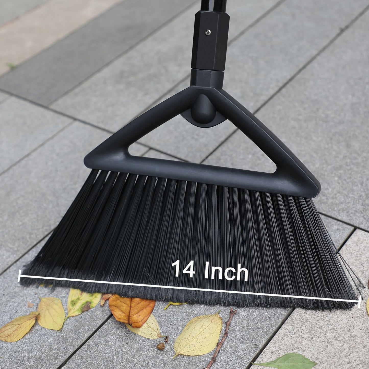 2PCS Heavy Duty Broom, Brooms for Sweeeping Indoor, Angle Broom with Long Pole, Outdoor Broom for Courtyard Garages Slidewalk, Indoor Broom for Kitchen Lobby Canteen, Black (2Black)
