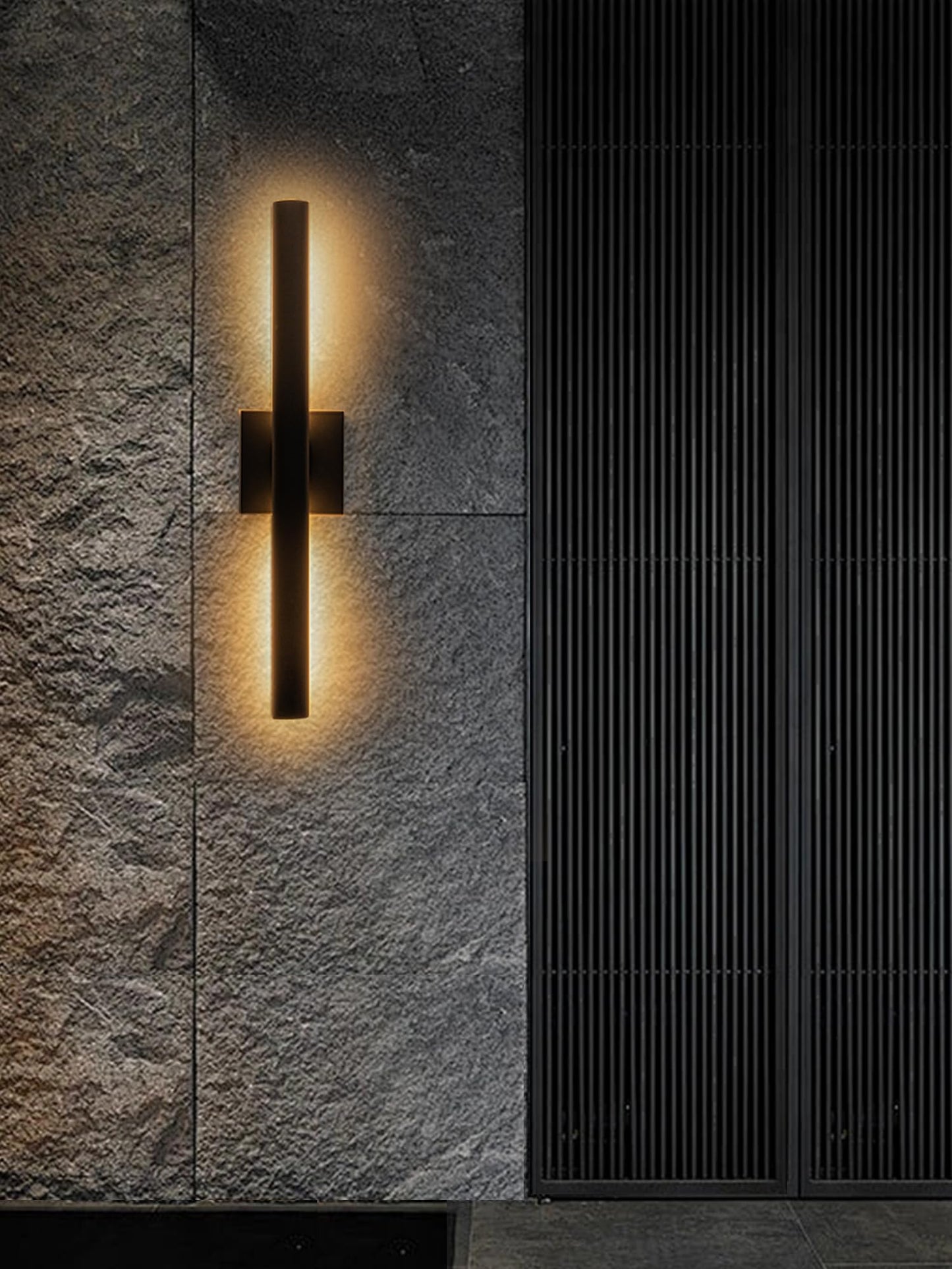 OUPAVOCS Outdoor Wall Lights LED, Modern Exterior Light Fixture, 22“ Up Down Long Porch Lights Wall Mount, 12W Black LED Wall Sconce 3000K, Waterproof Outside Patio Lighting for House, Garage