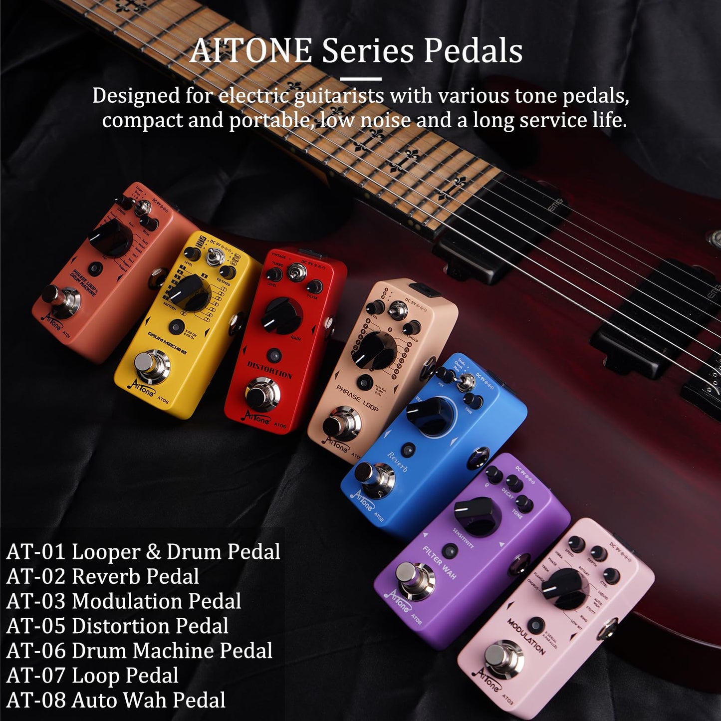 AITONE Modulation Pedal for Electric Guitar with Chorus Flanger Tremolo Phaser Vibrato Multi Digital Guitar Pedals 11 Modulation Modes (AT-03)