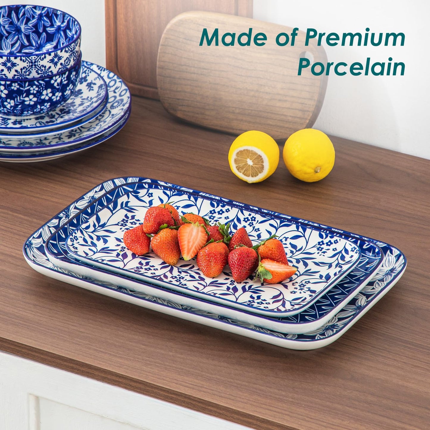 vancasso Porcelain Serving Trays for Party, Serving Platters Set of 3,Serving Dishes for Entertaining, Ceramic Party Trays and Platters for Serving Food, 16"/14"/12" Inch, Series Selene