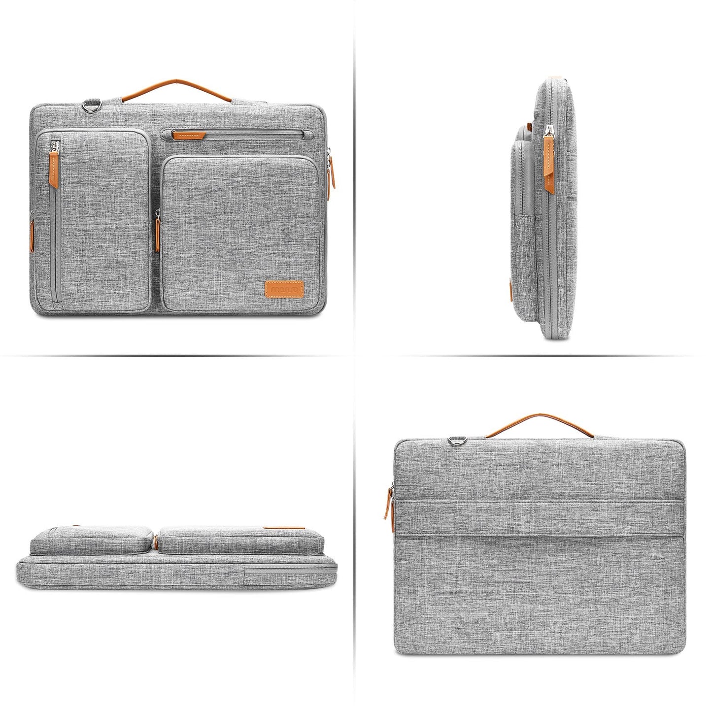MOSISO 360 Protective Laptop Shoulder Bag,17-17.3 inch Computer Bag Compatible with MacBook, HP, Dell, Lenovo, Asus Notebook,Side Open Messenger Bag with 4 Zipper Pockets&Handle, Gray