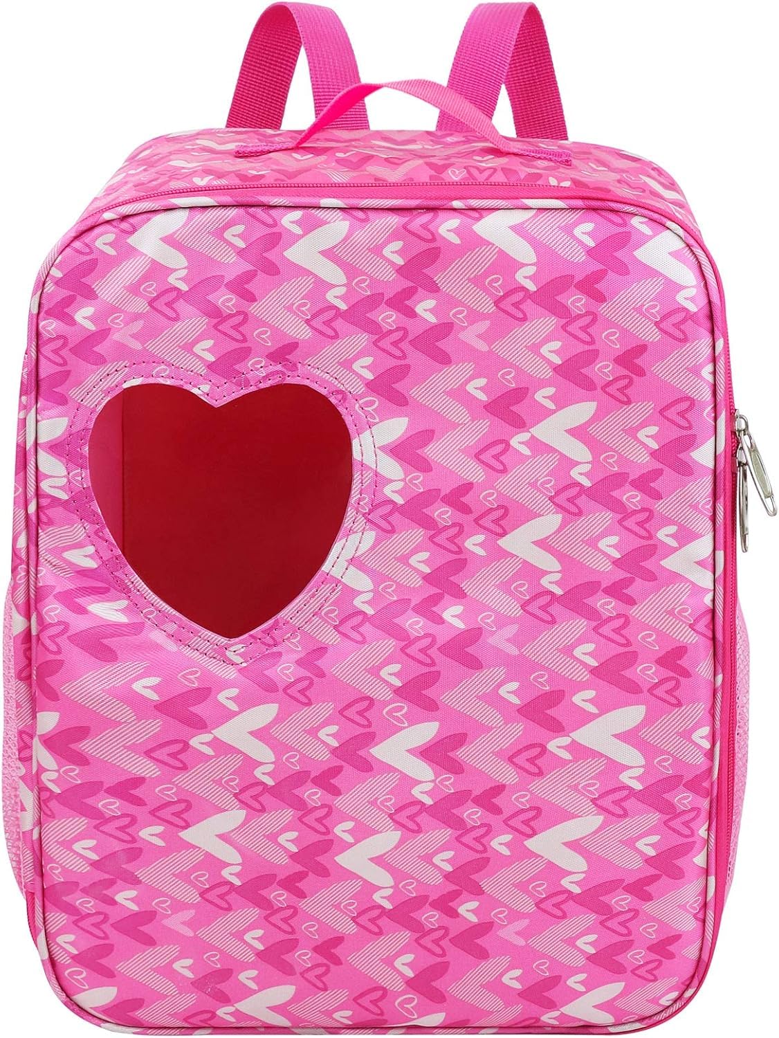 18 Inch Girl Doll Carrier Bag with Doll Clothes and Accessories,Including Dress, White Cloth Doll Shoes ,Doll Backpack, Sunglasses, Toy Lamb