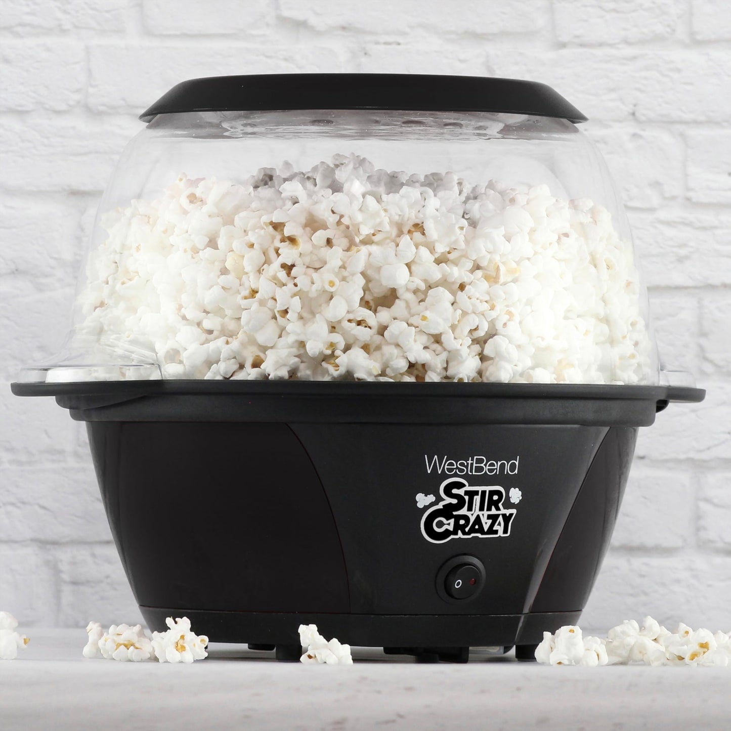 West Bend 82707B Stir Crazy Electric Hot Oil Popcorn Popper Machine with Stirring Rod Offers Large Lid for Serving Bowl with Improved Butter Melting, 6-Quart, Black