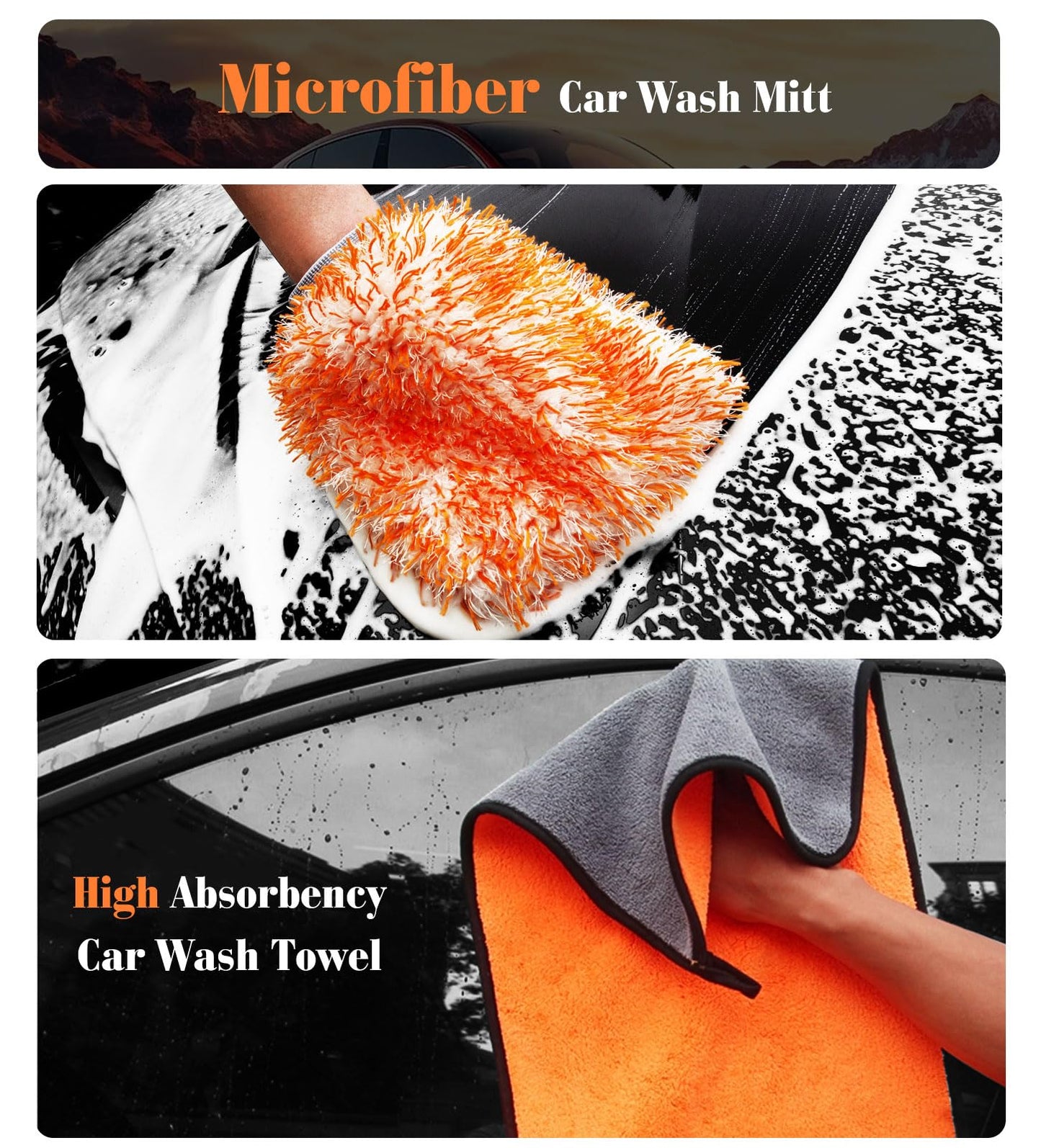 YeewayVeh 7PCS Motorcycle Cleaning Kit, 2-Size Bendable Wheel Brush, Tire and Chain Brush, Detailing Brush, Microfiber Towel and Car Wash Mitt for Car Wheels Motorcycle Dirt Bike Detailing Wash Kit