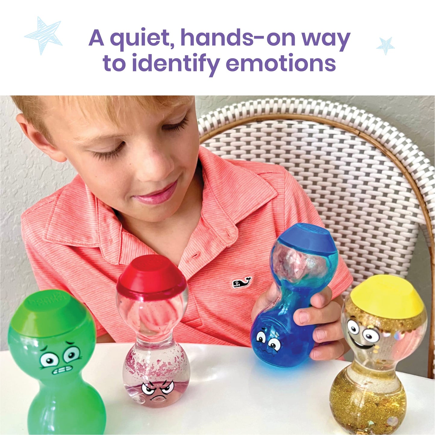 Hand2mind Express Your Feelings Sensory Bottles, Calm Down Corner Essentials, Visual Sensory Play, Play Therapy, Calming Toys for Kids With Anxiety, Mindfulness (Set of 4)