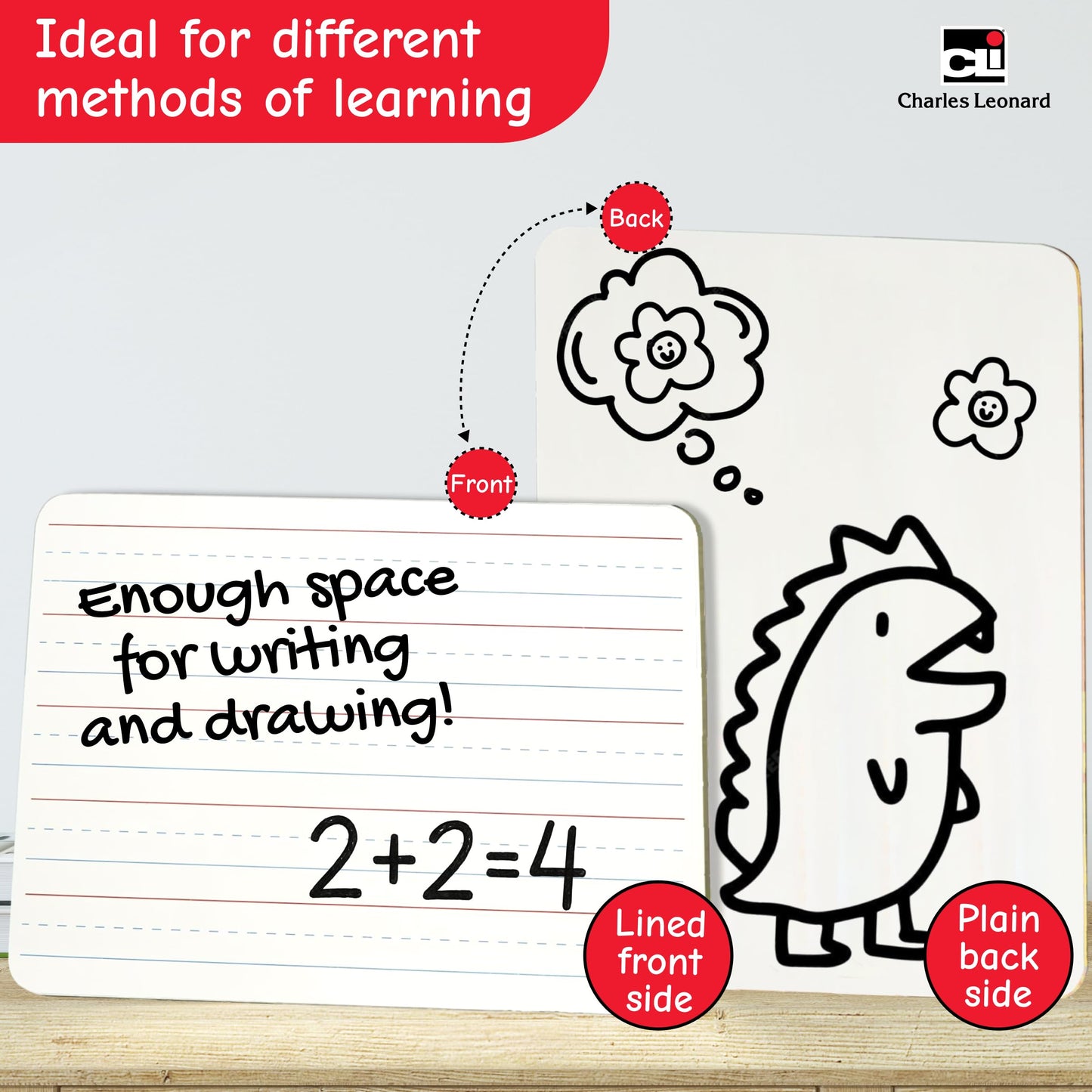 Charles Leonard, Inc. Two Sided Dry Erase Board, 9 x 12 Inches Lapboard, Masonite, Plain/Lined White, 12 Each (35120)