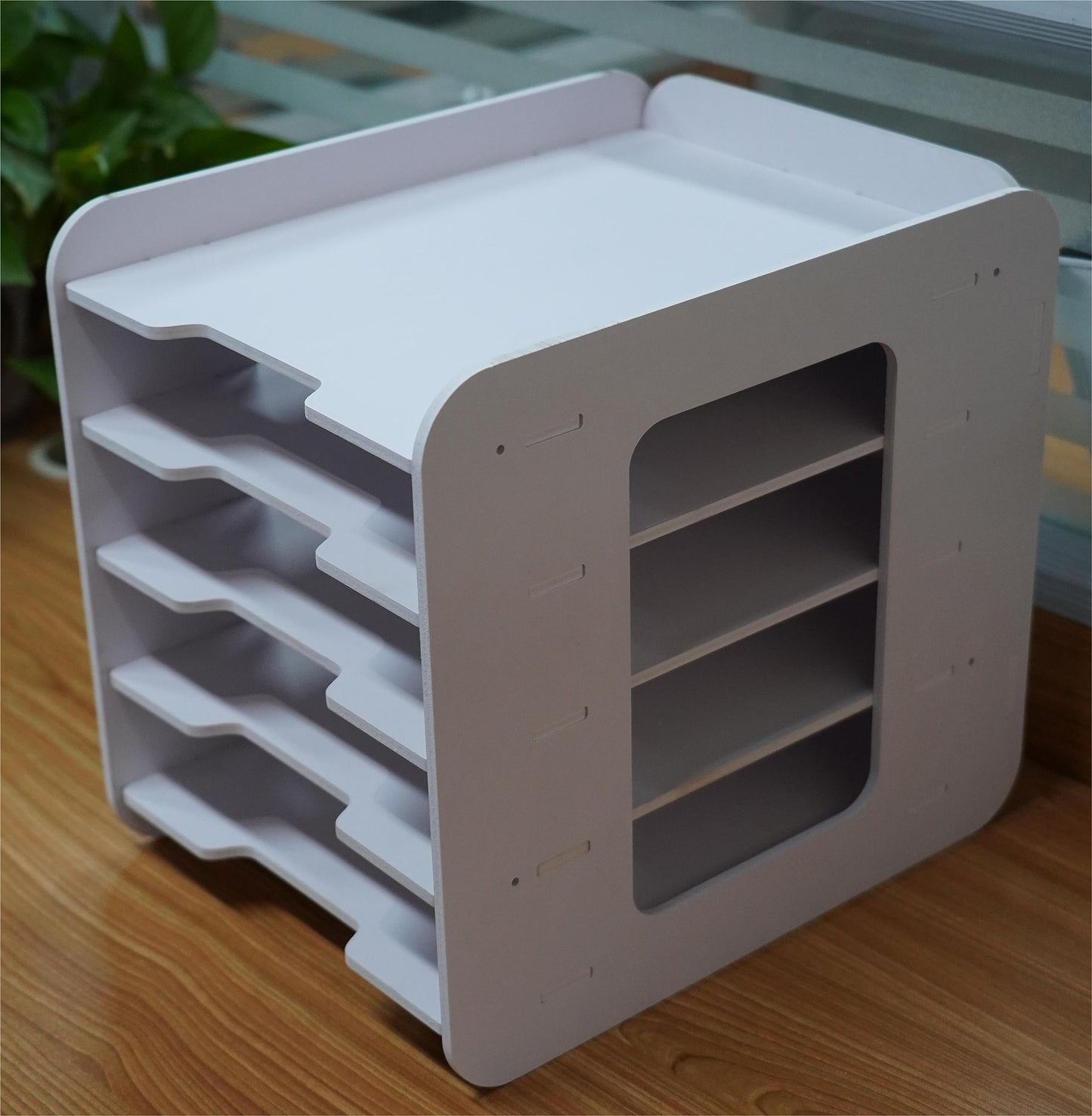 YHLZLW Paper Organizer for Desk,White Desk Organizers and Storage File Holder,Letter Tray and A4 Paper Holder for Office Home and School Classroom (Size：5-Tier) (White, 5-Tier)